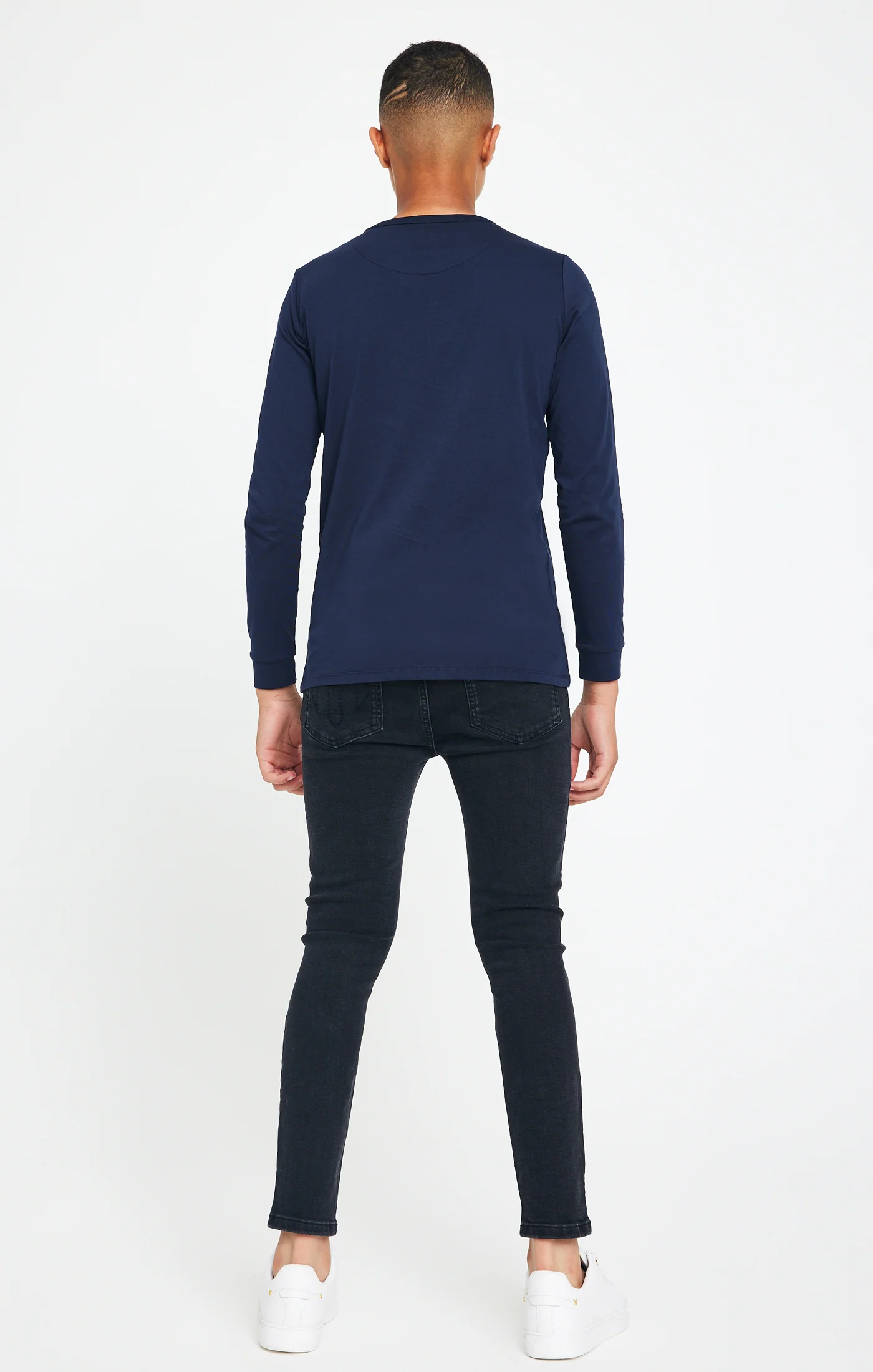 Boys Messi x SikSilk Navy Long Sleeve Logo T-Shirt - Image 6