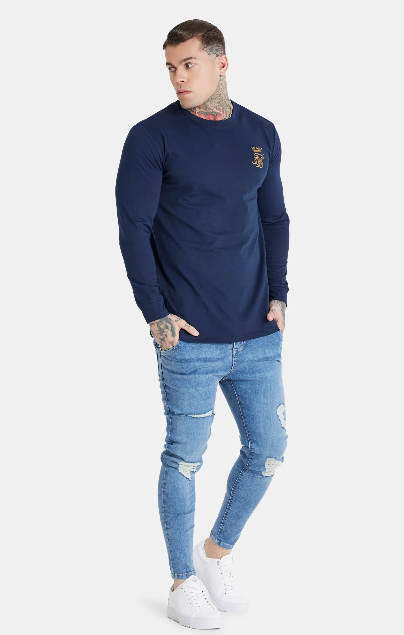 Messi x SikSilk Navy Long Sleeve T-Shirt - Image 3