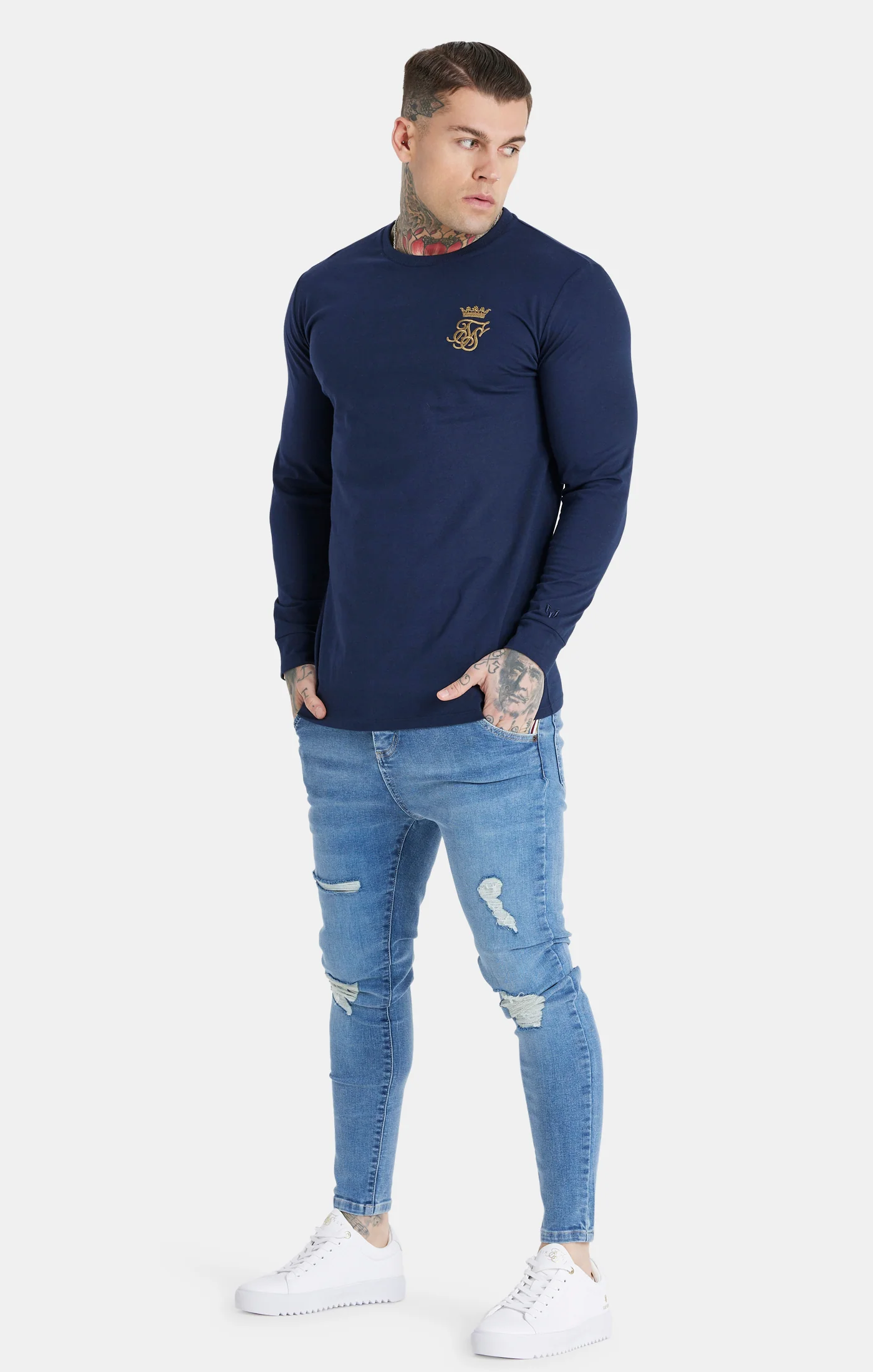Messi x SikSilk Navy Long Sleeve T-Shirt - Image 4