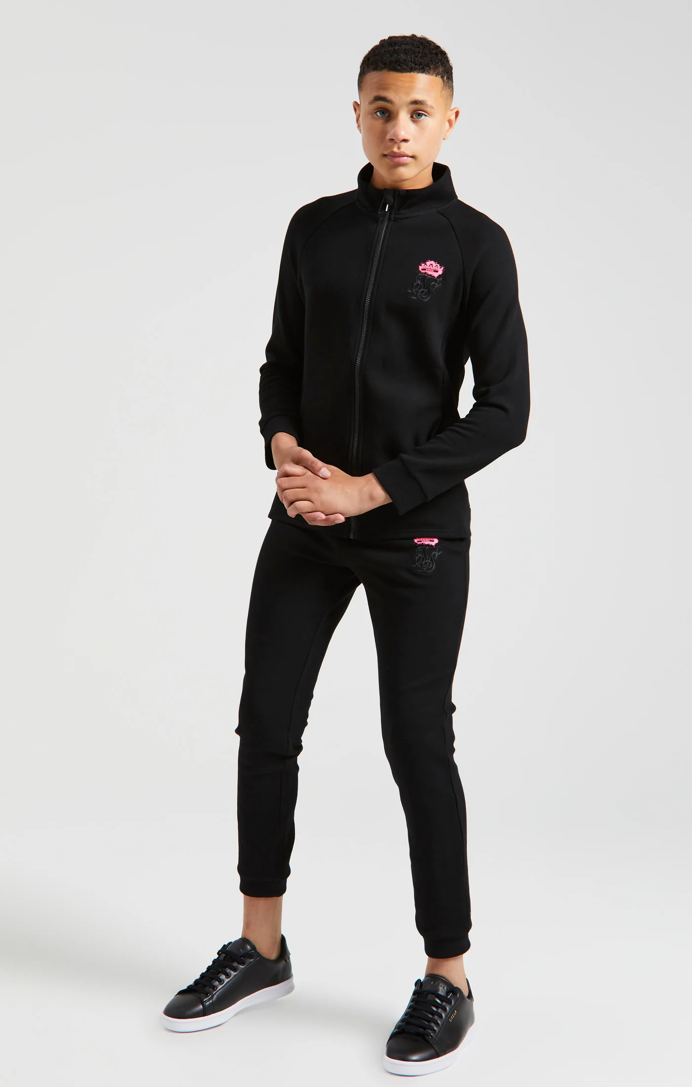 Boys Messi x SikSilk Black Funnel Zip Top - Image 4