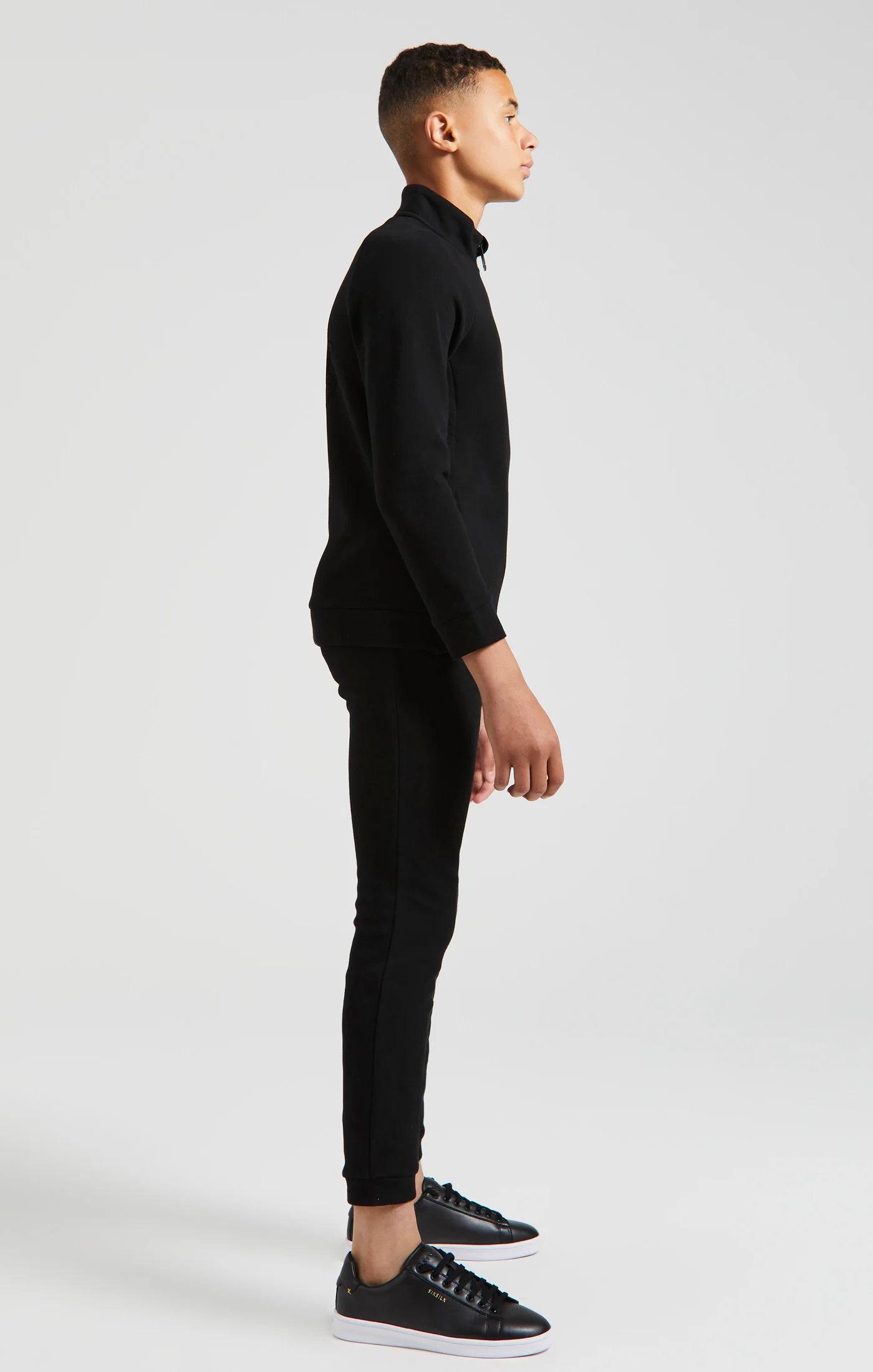 Boys Messi x SikSilk Black Funnel Zip Top - Image 5