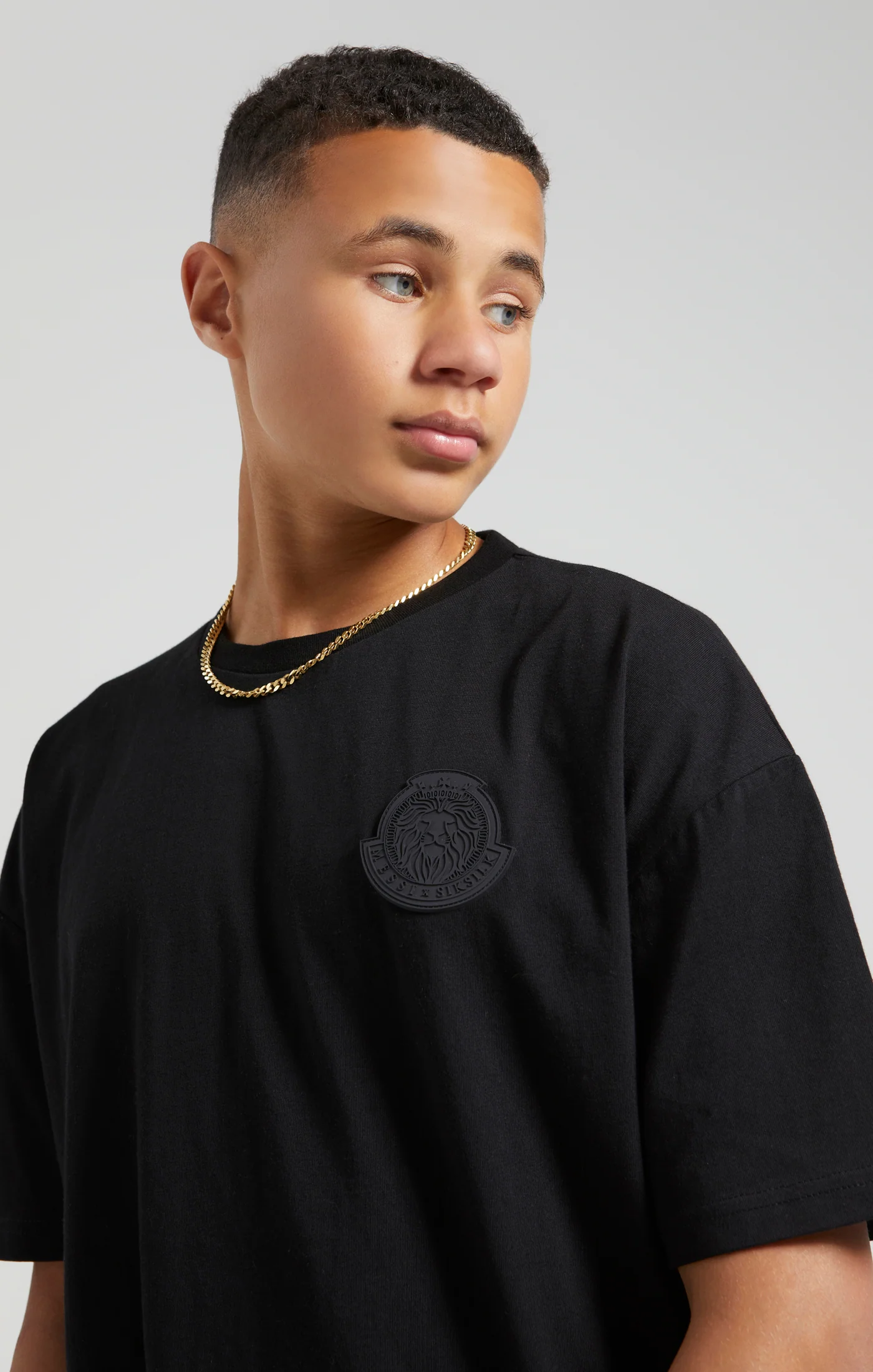 Boys Messi x SikSilk Black Lion Graphic Oversized T-Shirt - Image 2