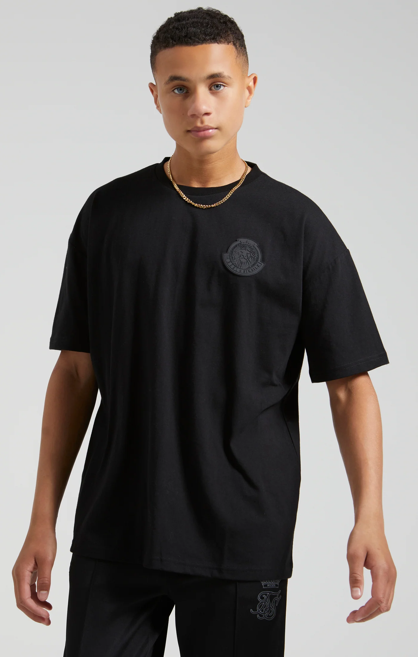 Boys Messi x SikSilk Black Lion Graphic Oversized T-Shirt - Image 3
