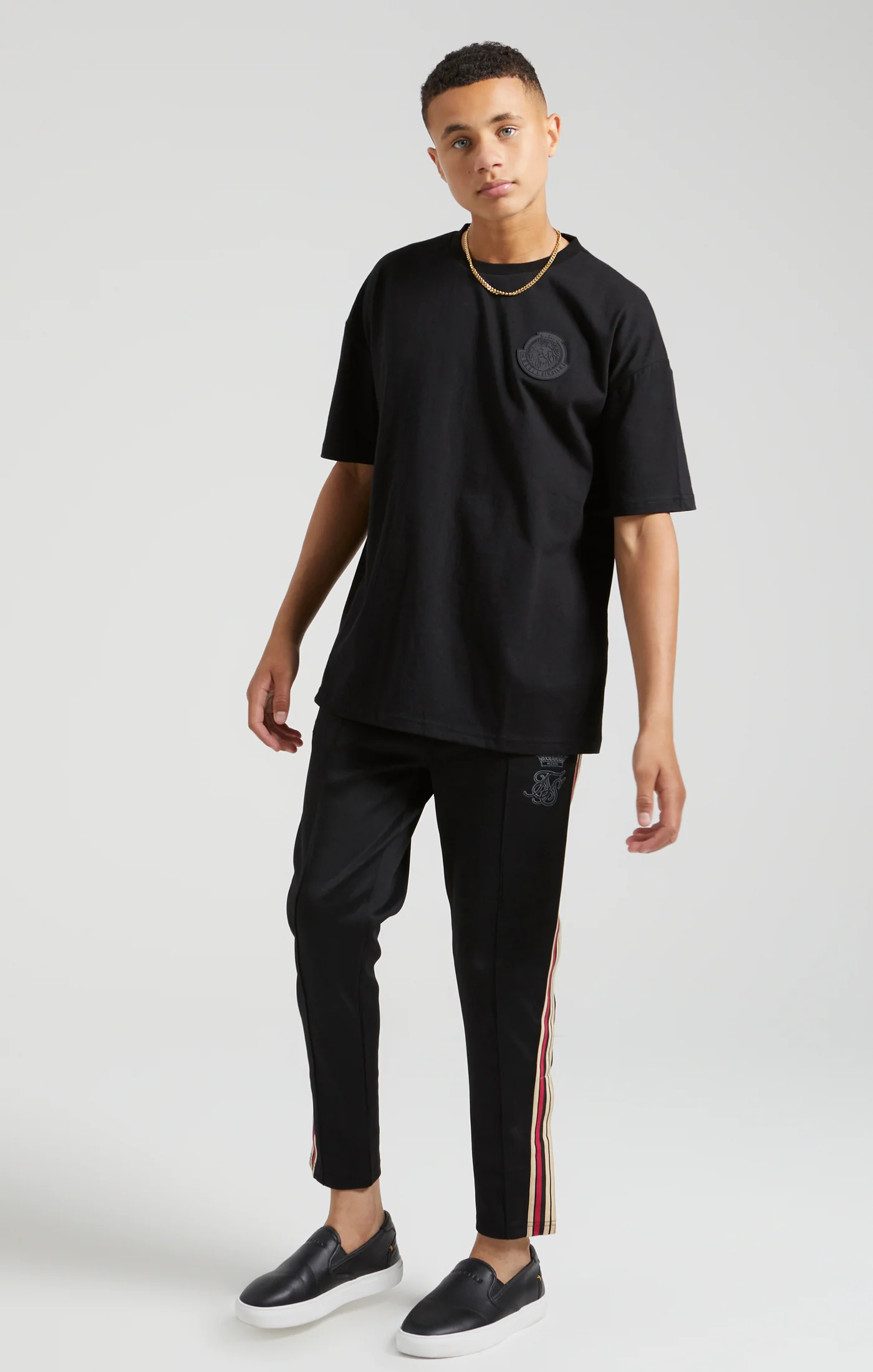 Boys Messi x SikSilk Black Lion Graphic Oversized T-Shirt - Image 4