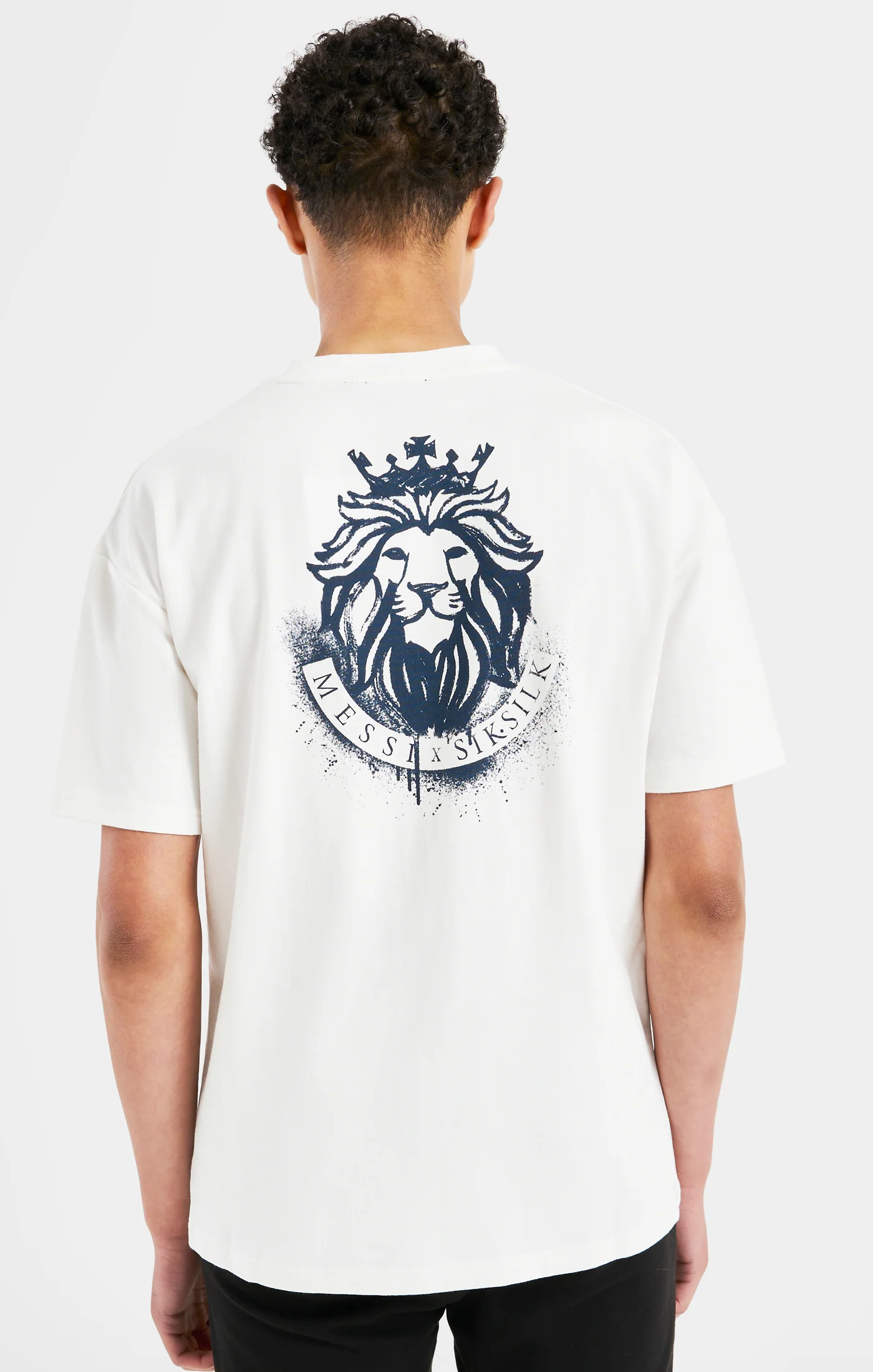 Boys Messi x SikSilk Ecru Lion Graphic Oversized T-Shirt - Image 5
