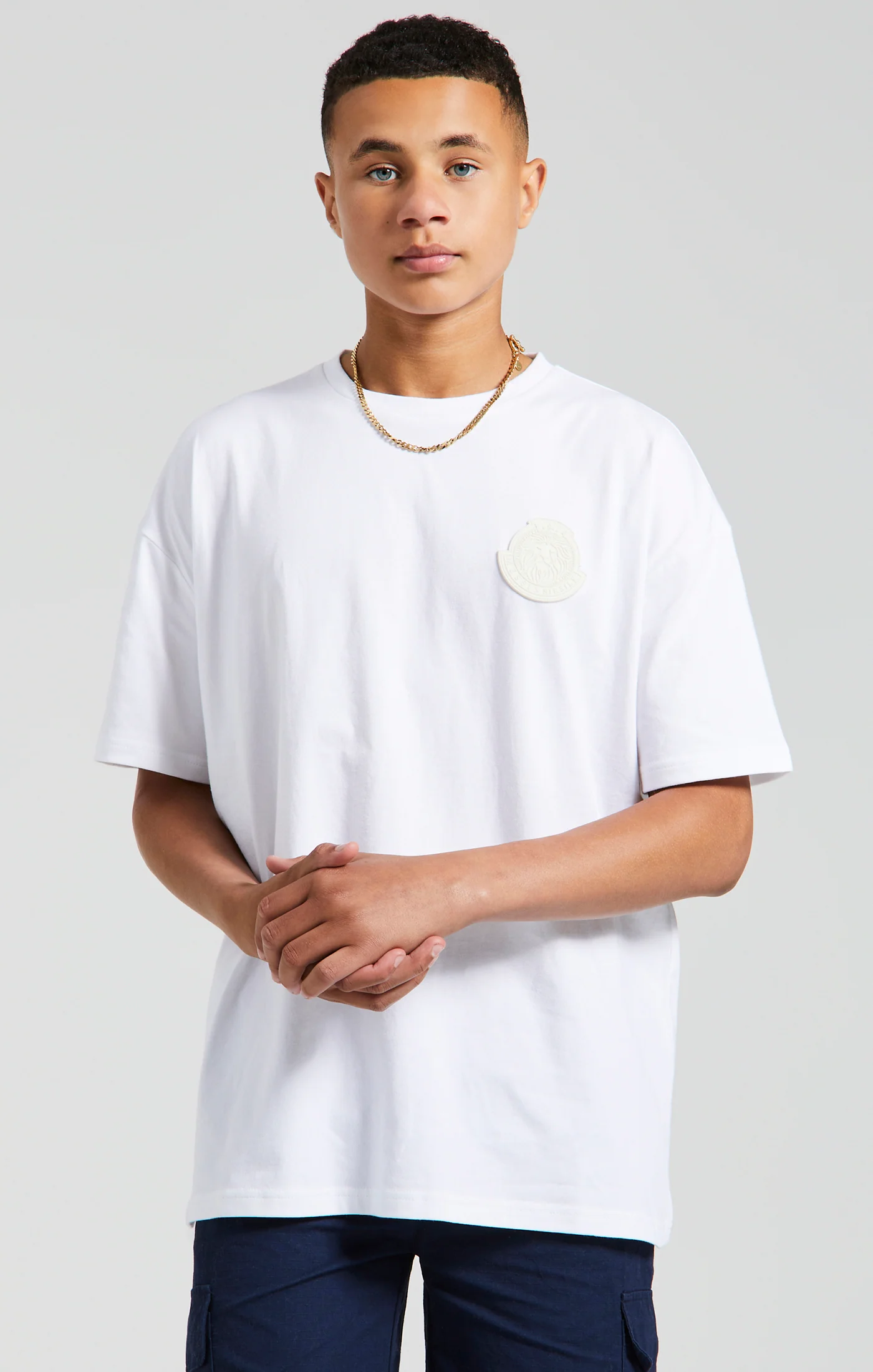 Boys Messi x SikSilk Ecru Lion Graphic Oversized T-Shirt