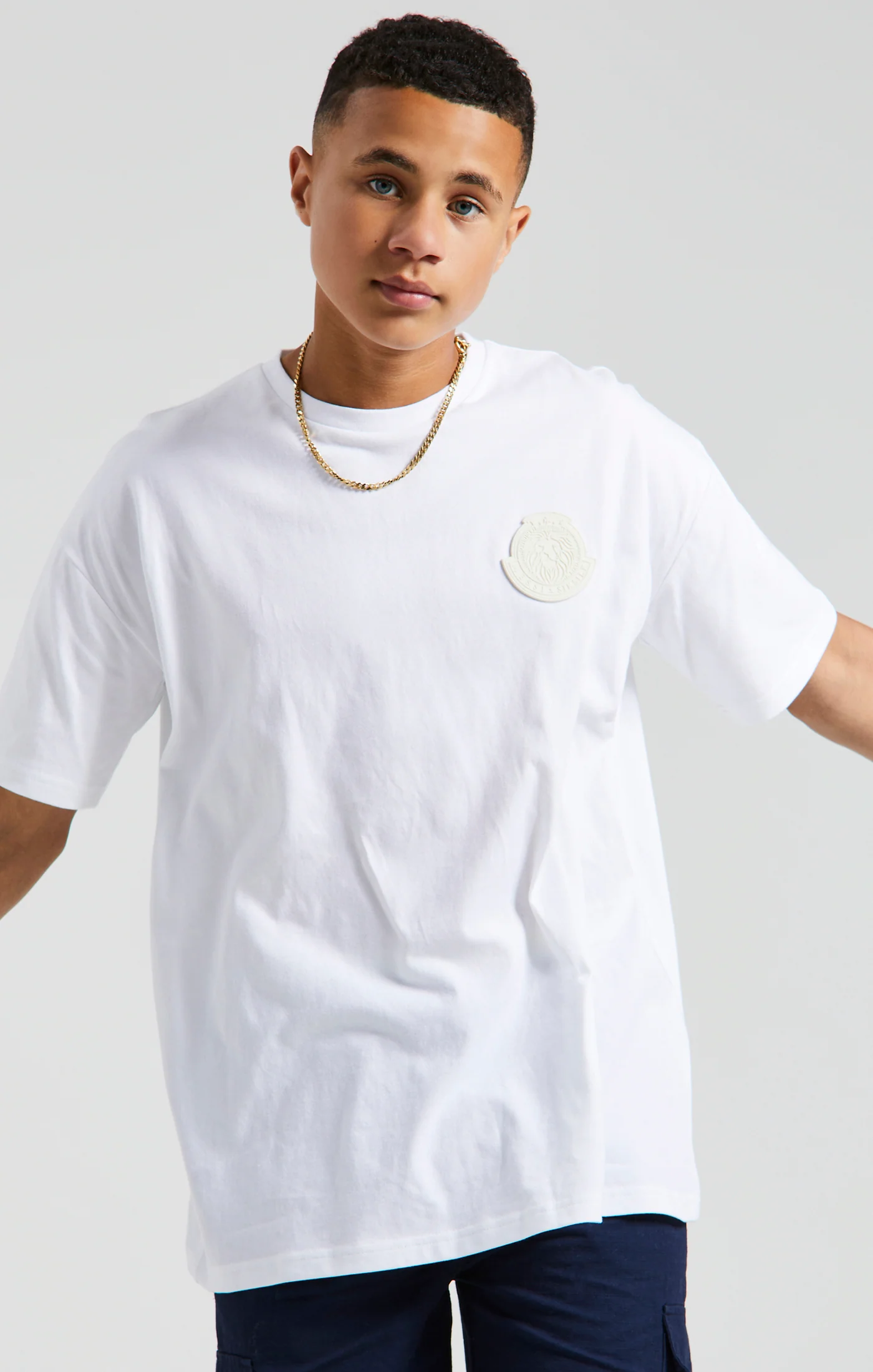 Boys Messi x SikSilk Ecru Lion Graphic Oversized T-Shirt - Image 3