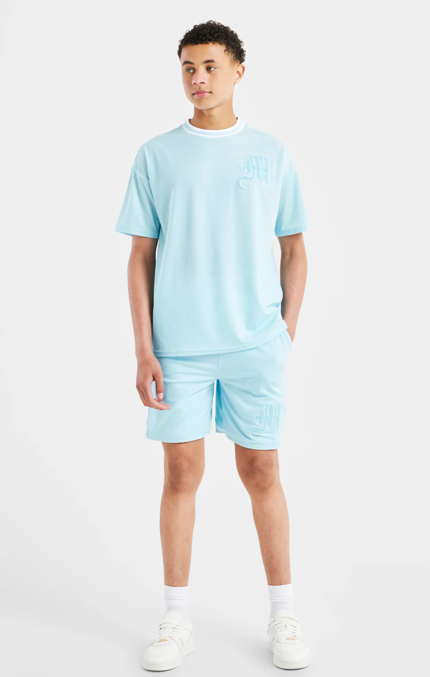 Messi x SikSilk Logo Drop Shoulder Tee - Blue - Image 3