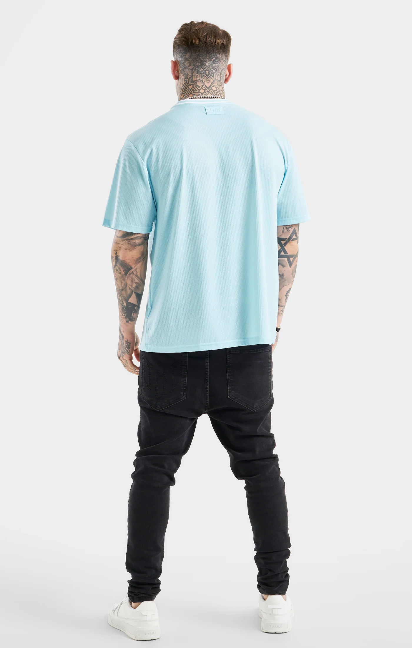 Messi x SikSilk Logo Drop Shoulder Tee - Blue - Image 5