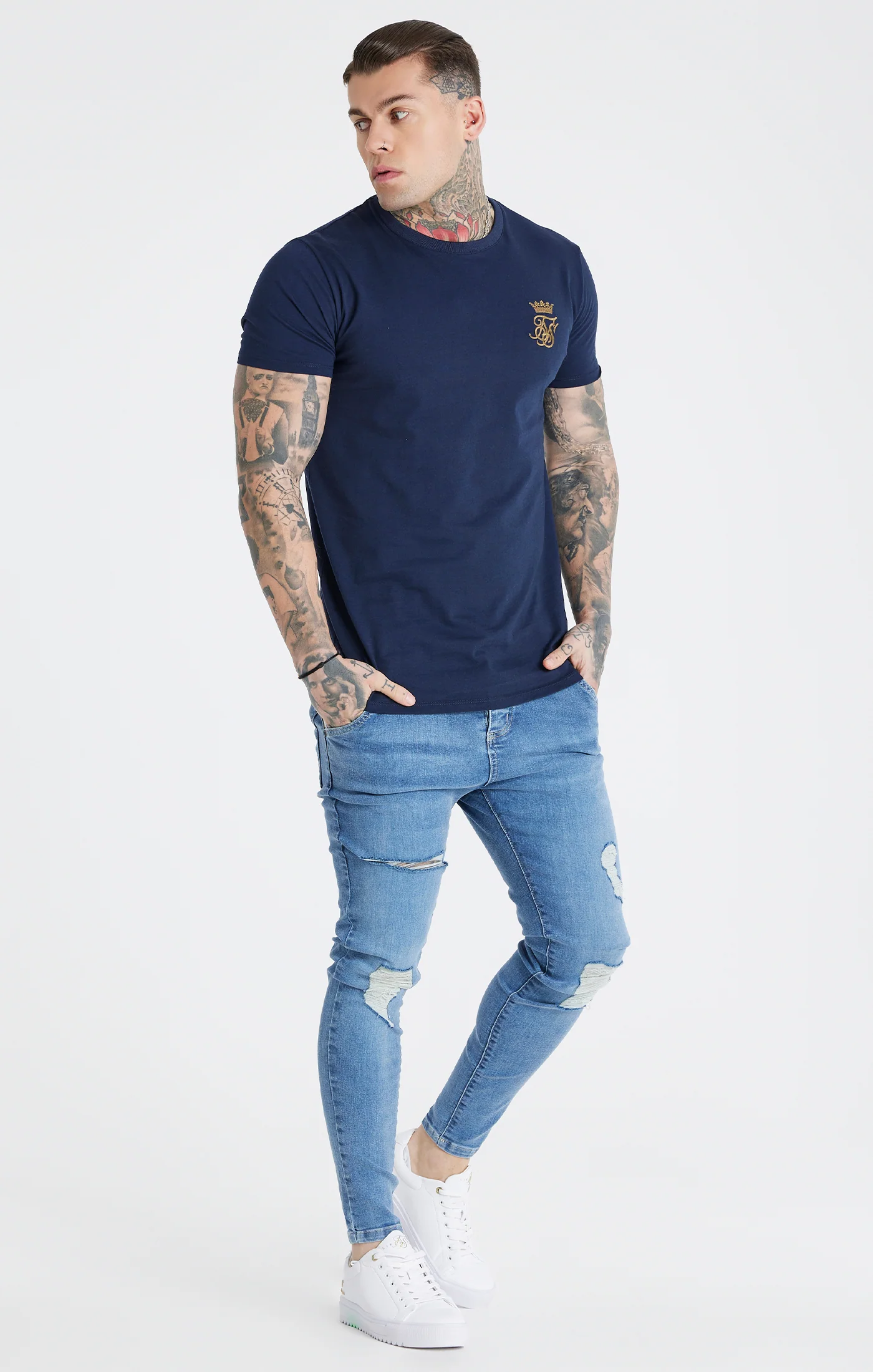 Messi X SikSilk Messi Distressed Skinny Jeans - Midstone - Image 2