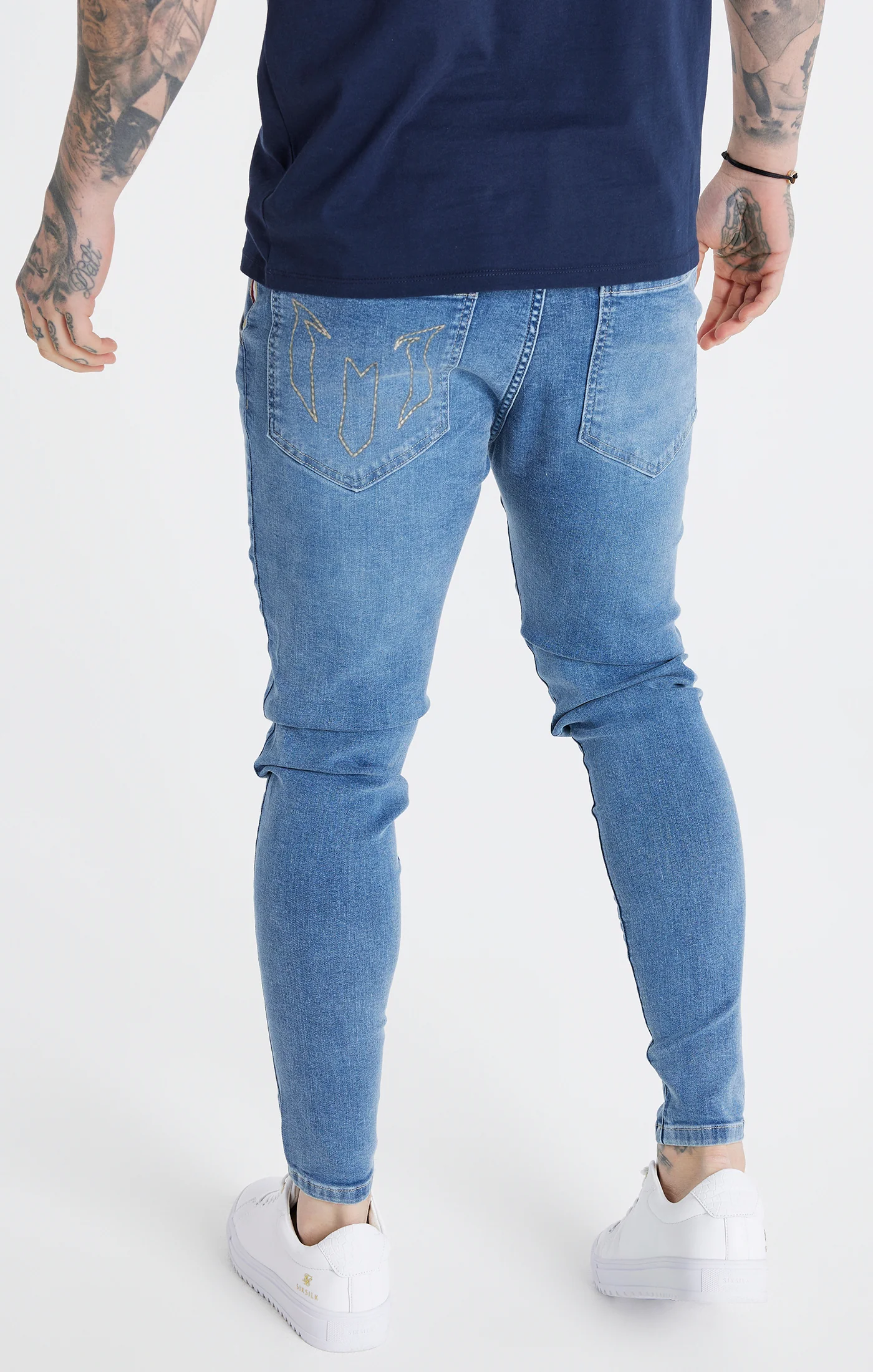 Messi X SikSilk Messi Distressed Skinny Jeans - Midstone - Image 3