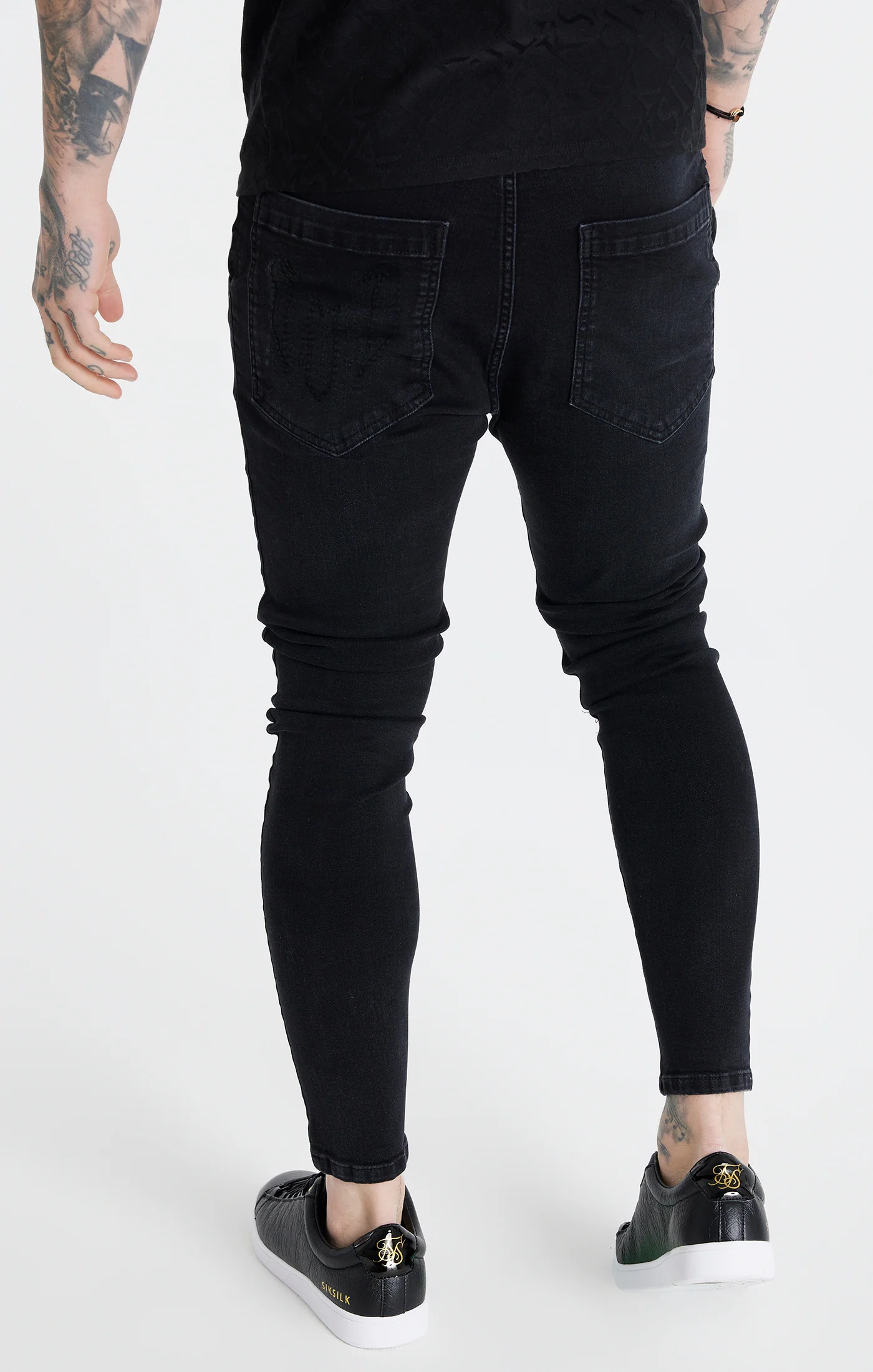 Messi X SikSilk Messi Distressed Skinny Jeans - Washed Black - Image 2