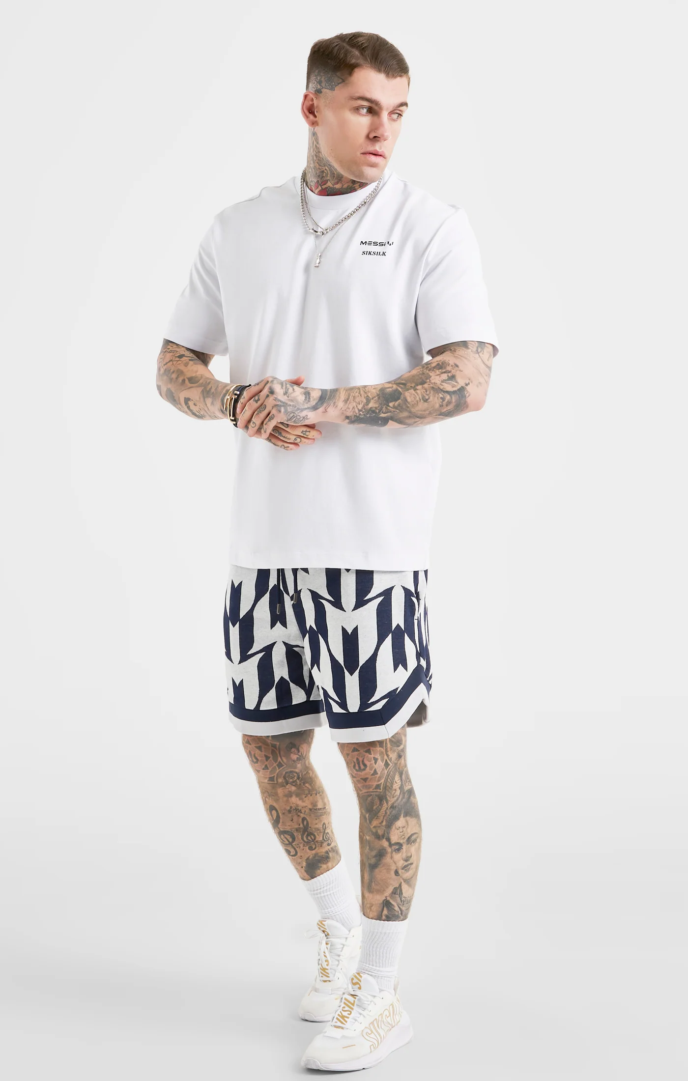 Messi x SikSilk Navy Monogram Basketball Short - Image 3
