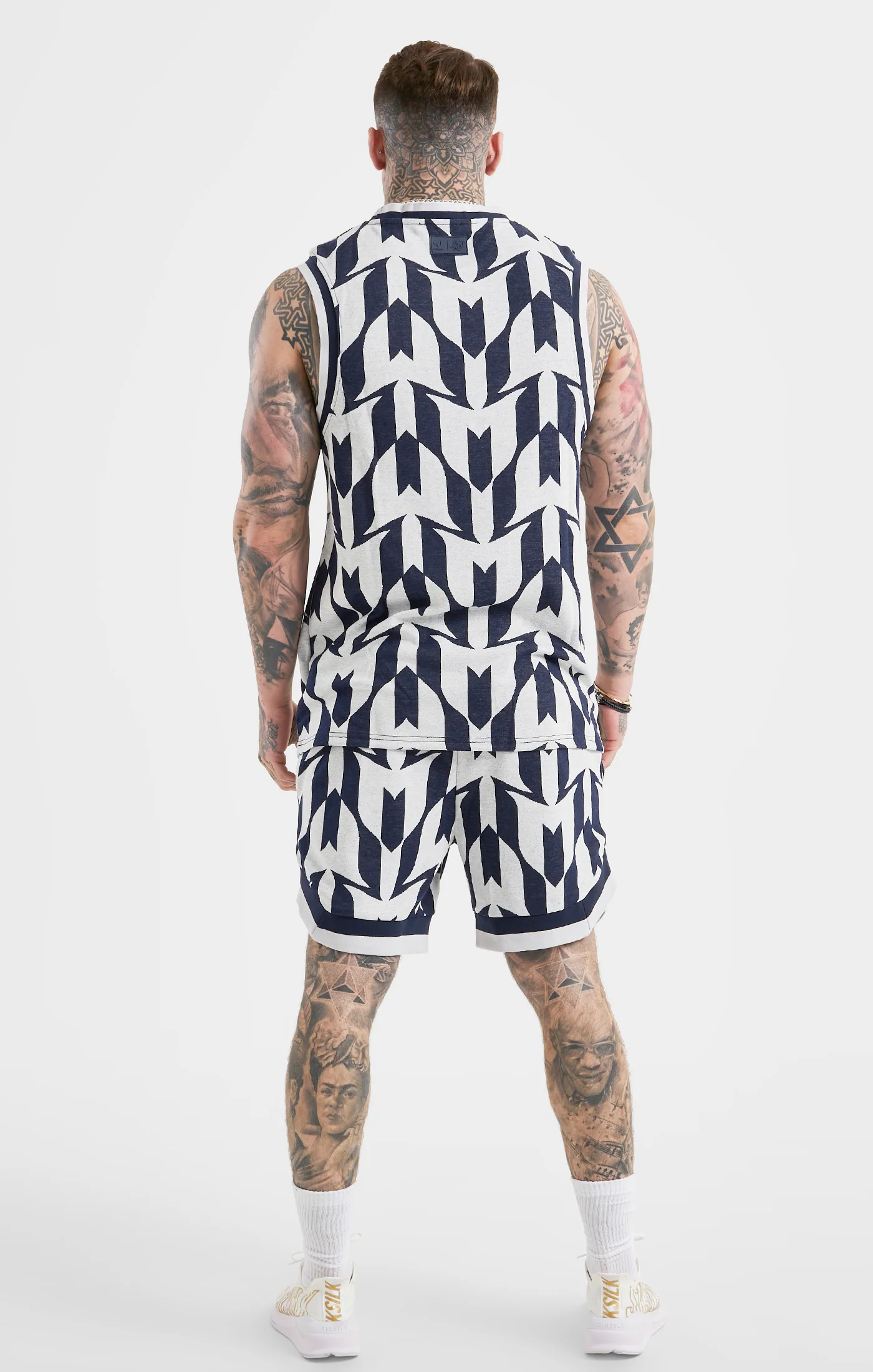 Messi x SikSilk Navy Monogram Basketball Vest - Image 5