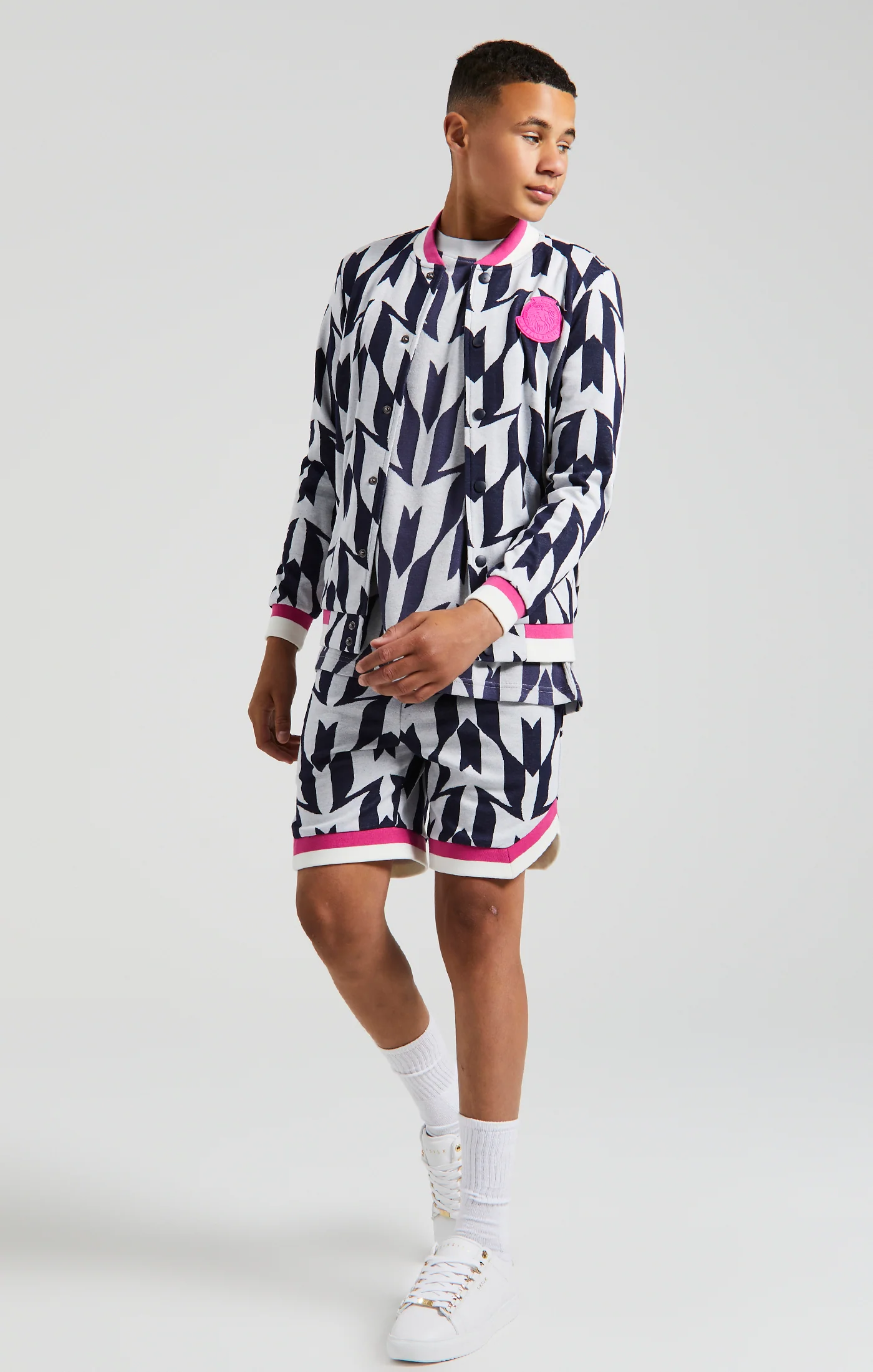 Boys Messi x SikSilk Ecru Bomber Jacket - Image 4