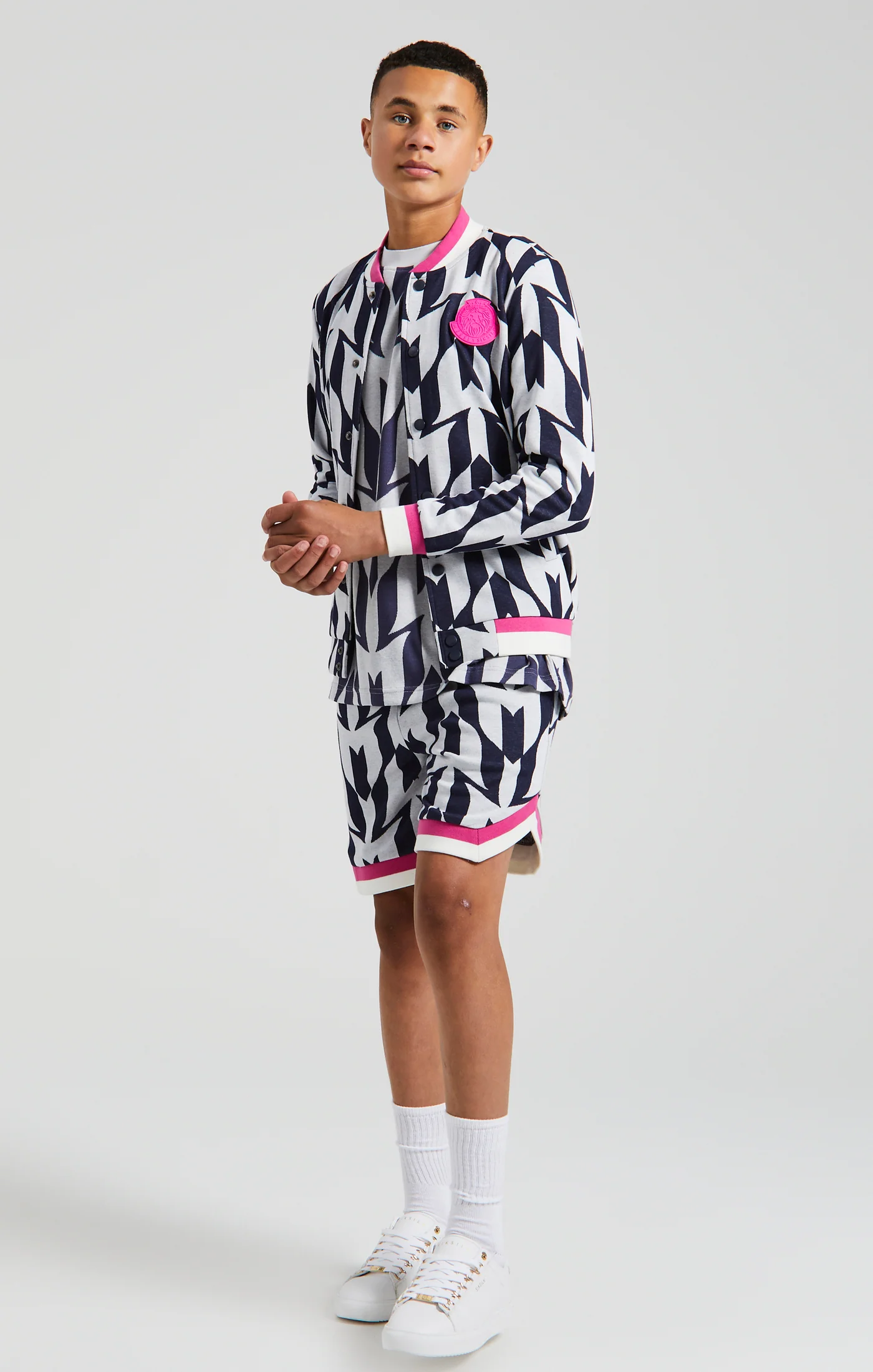 Boys Messi x SikSilk Ecru Bomber Jacket - Image 5