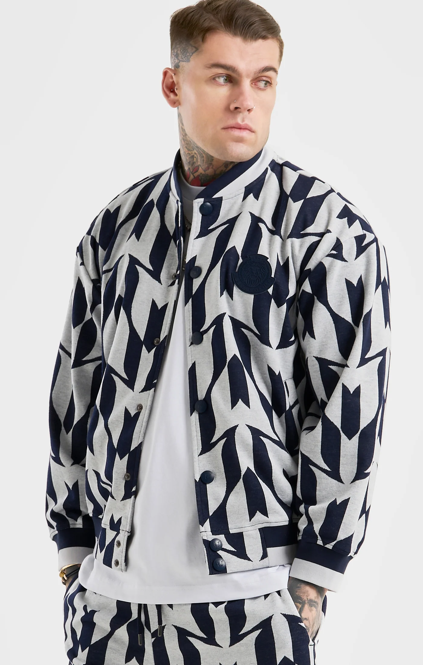 Messi x SikSilk Navy Monogram Bomber