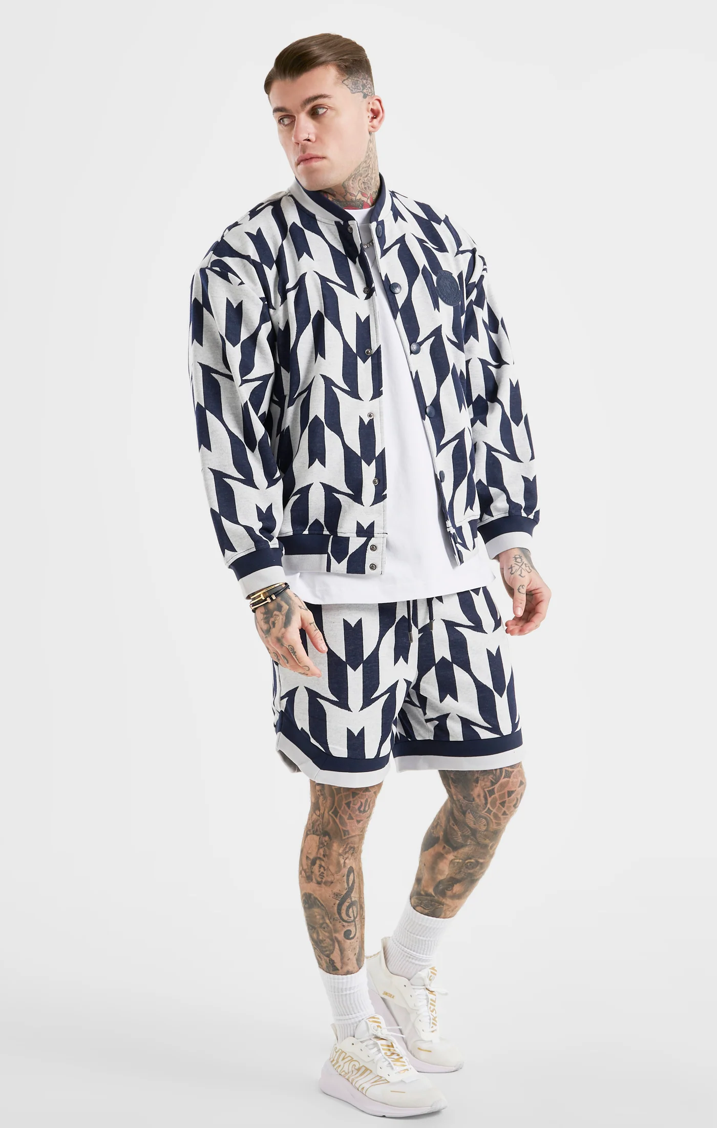 Messi x SikSilk Navy Monogram Bomber - Image 4