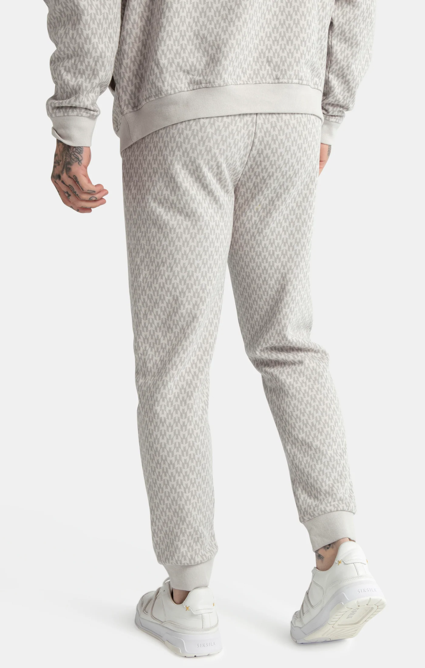 Messi x SikSilk Grey Monogram Print Cuffed Pant - Image 2