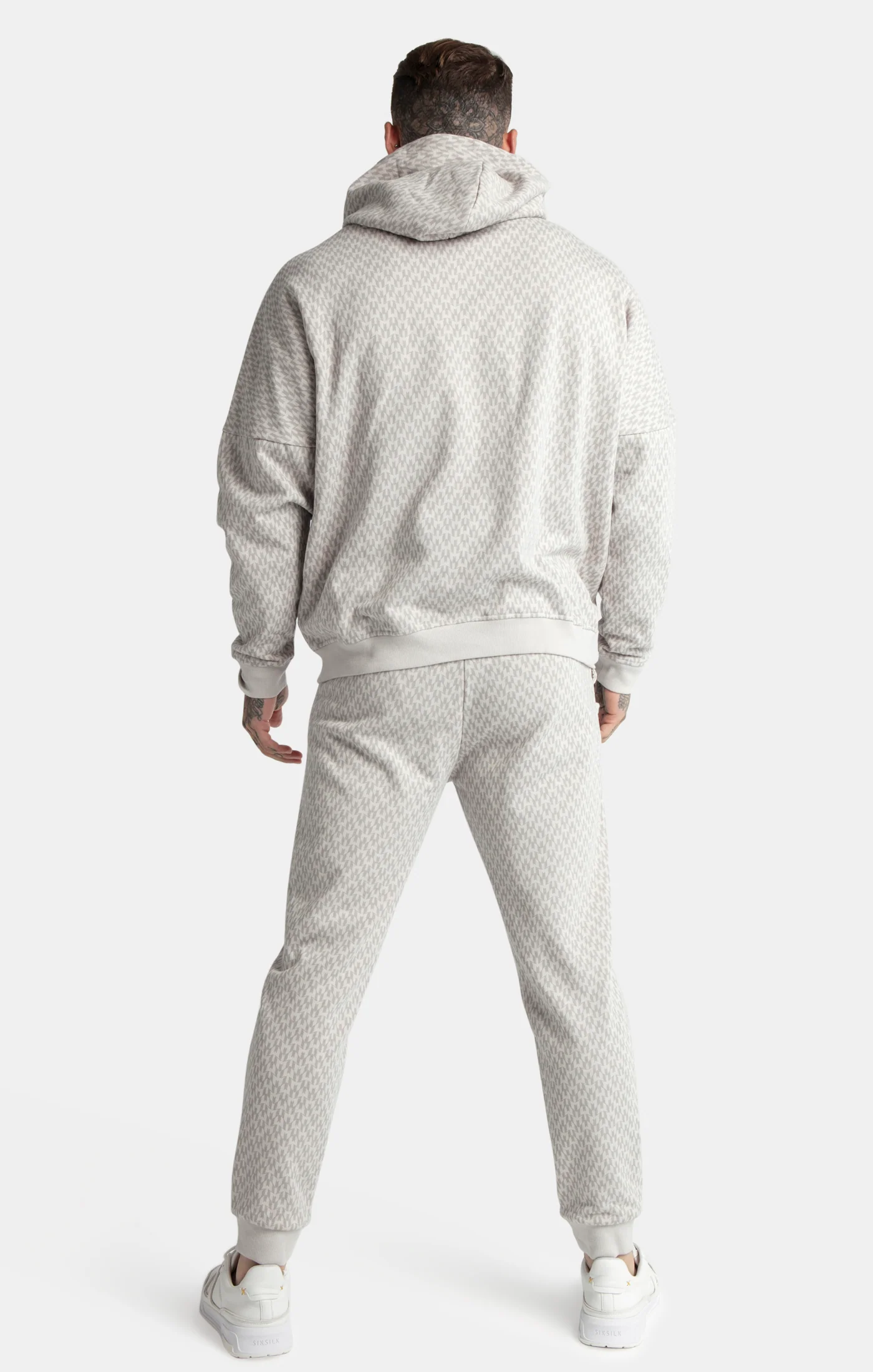 Messi x SikSilk Grey Monogram Print Cuffed Pant - Image 5