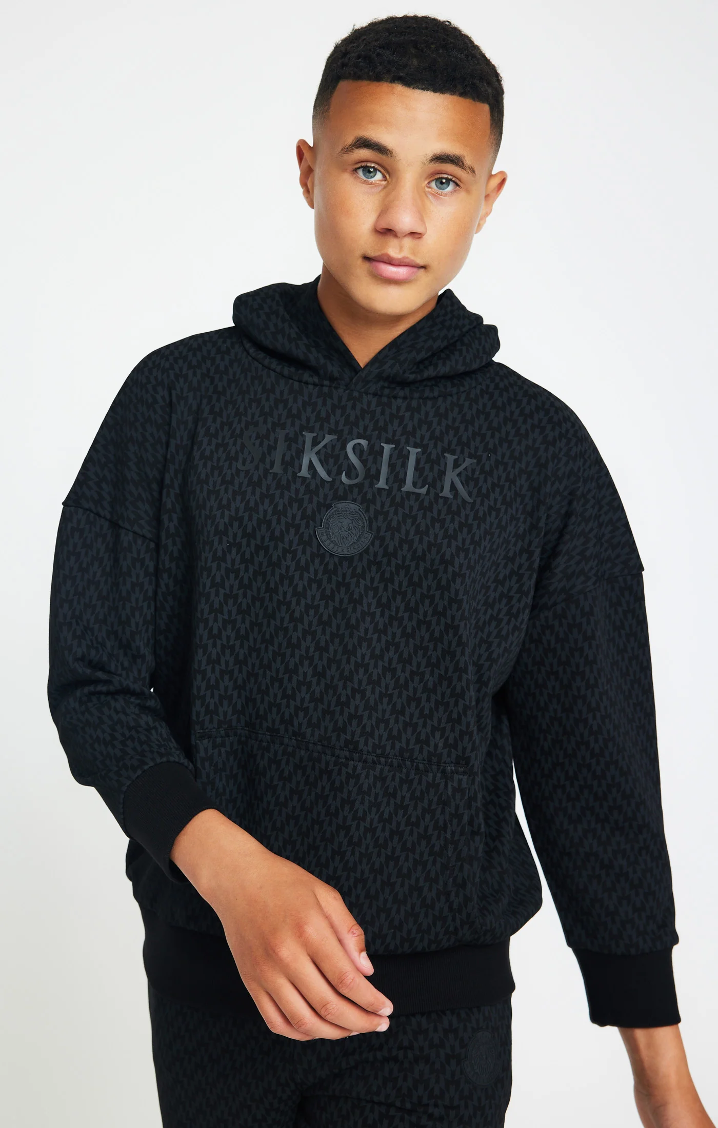 Boys Messi x SikSilk Black Printed Oversized Hoodie - Image 3