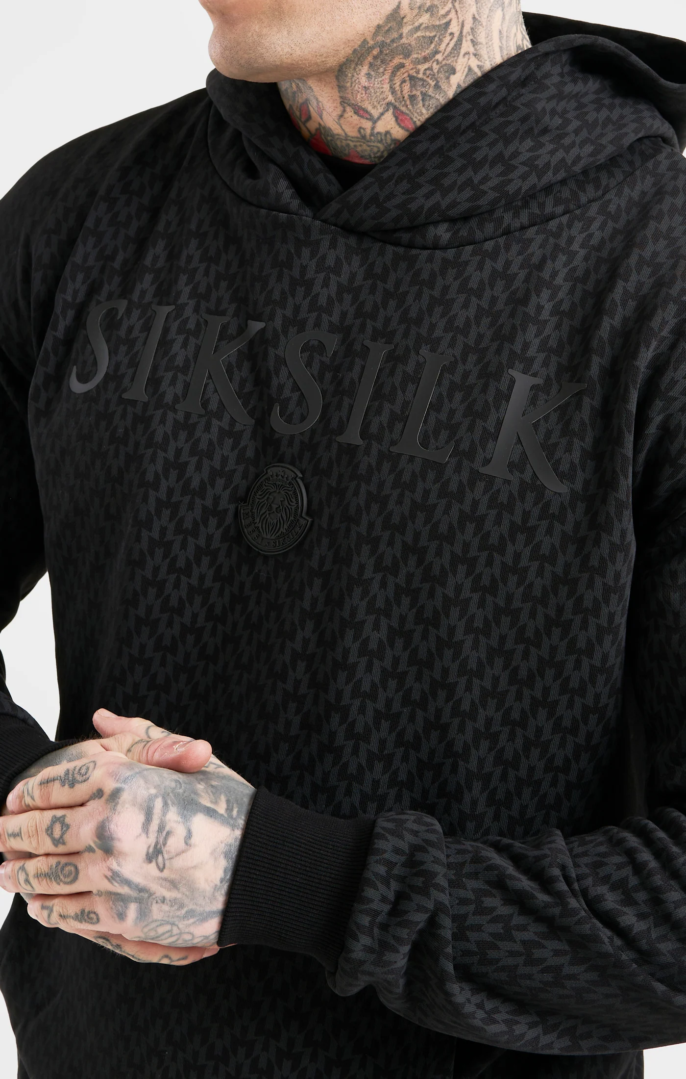 Messi x SikSilk Black Monogram Oversized Hoodie - Image 2