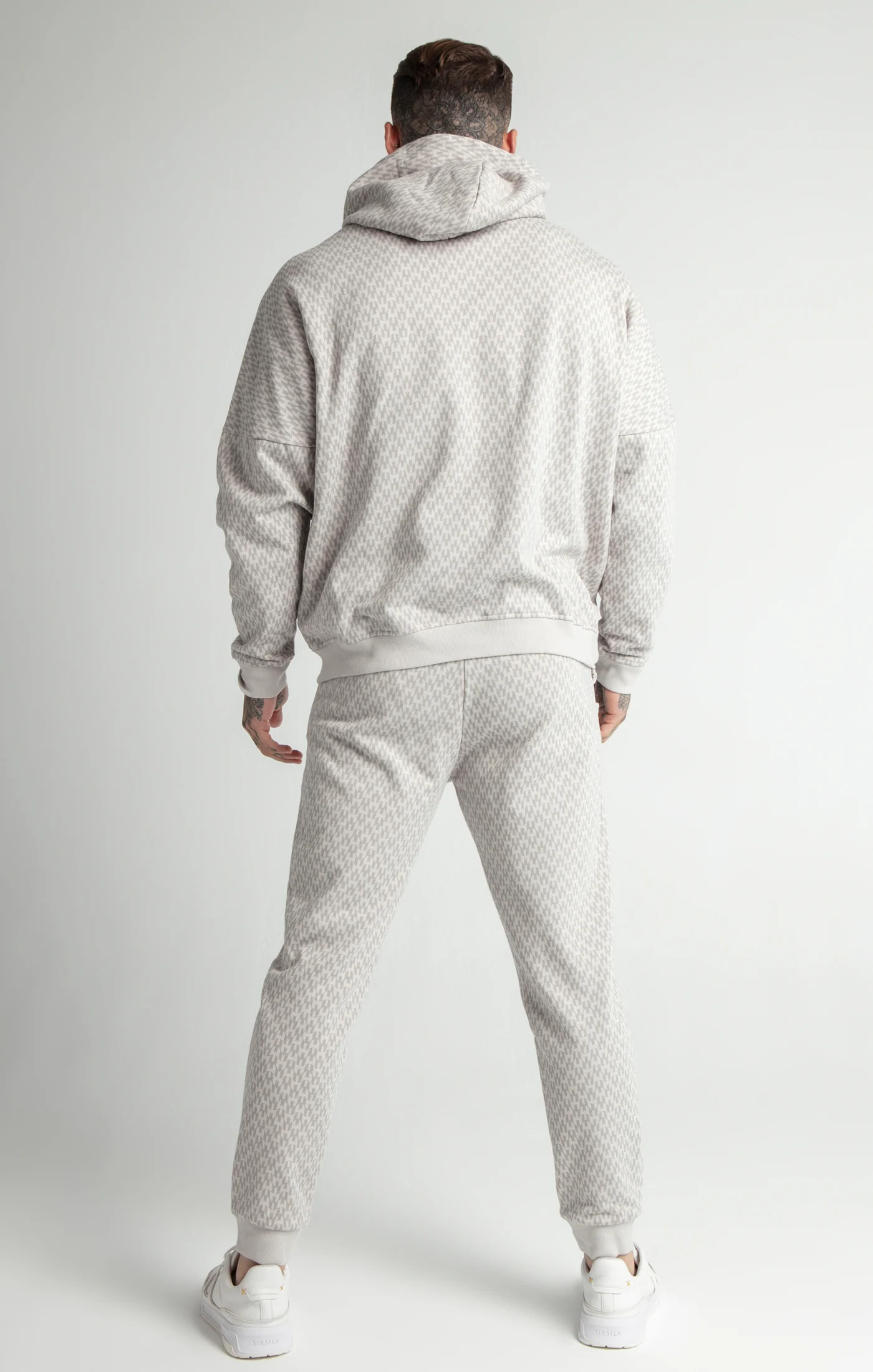 Messi x SikSilk Grey Monogram Print Oversized Hoodie - Image 5