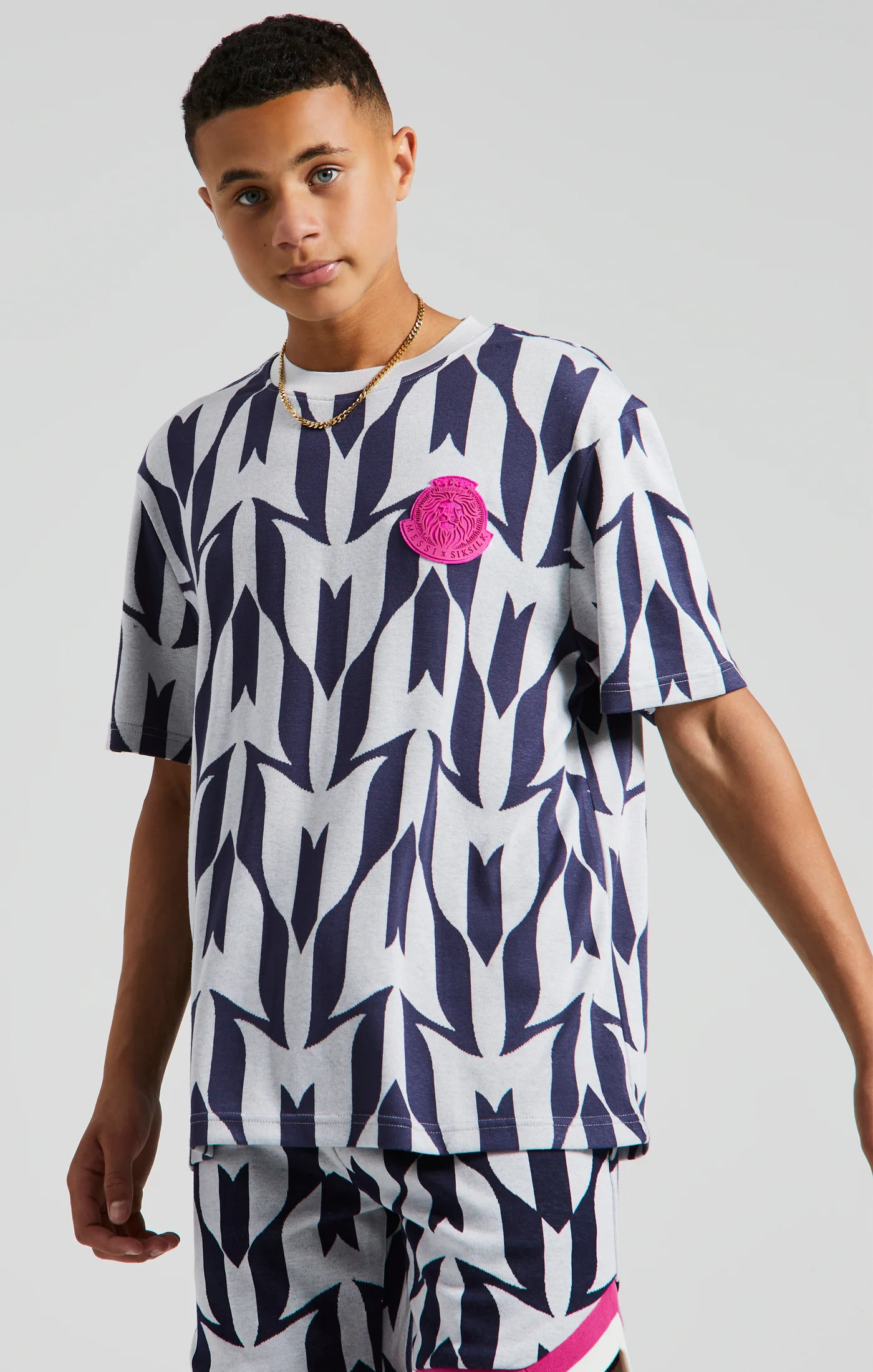Boys Messi x SikSilk Ecru Monogram T-Shirt