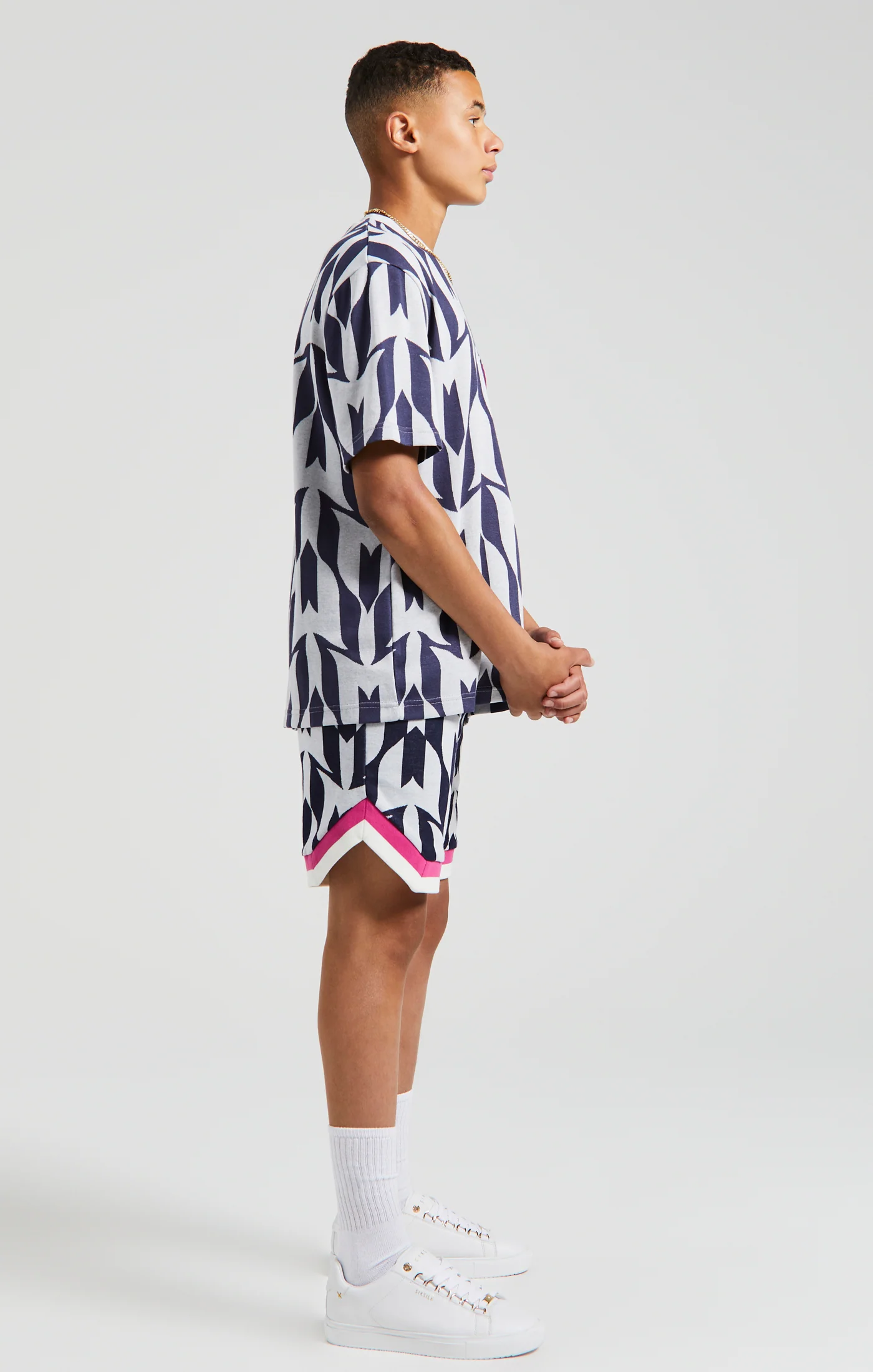Boys Messi x SikSilk Ecru Monogram T-Shirt - Image 5