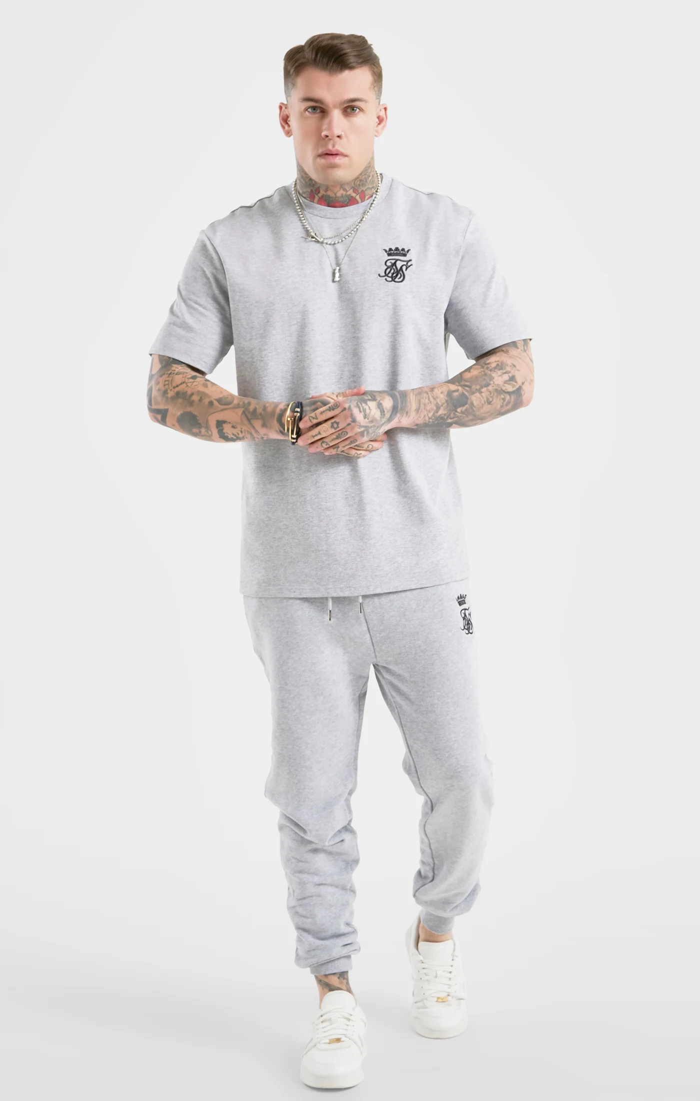 Messi x SikSilk Oversized Tee - Grey Marl - Image 3