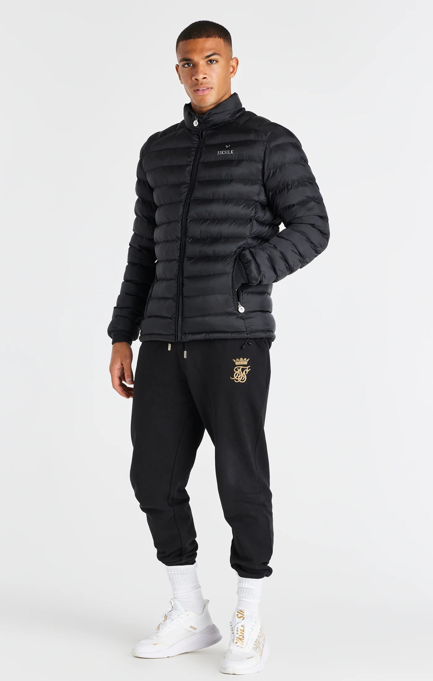 Messi x SikSilk Black Lightweight Bubble Jacket - Image 2