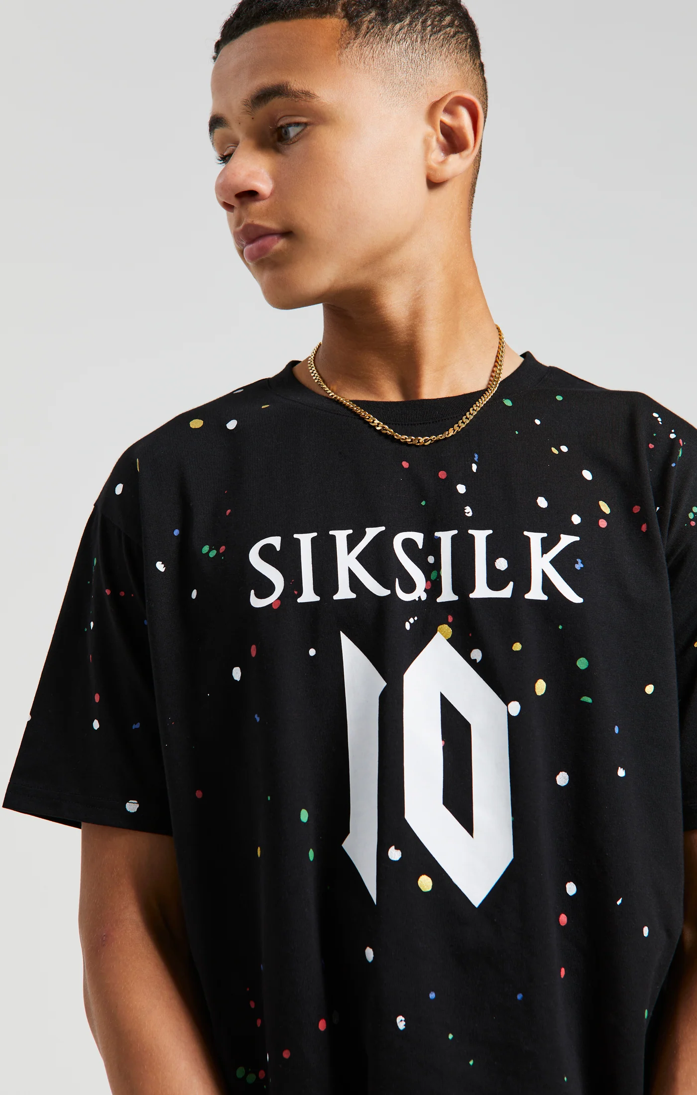 Messi x SikSilk Paint Splat Tee - Black - Image 2
