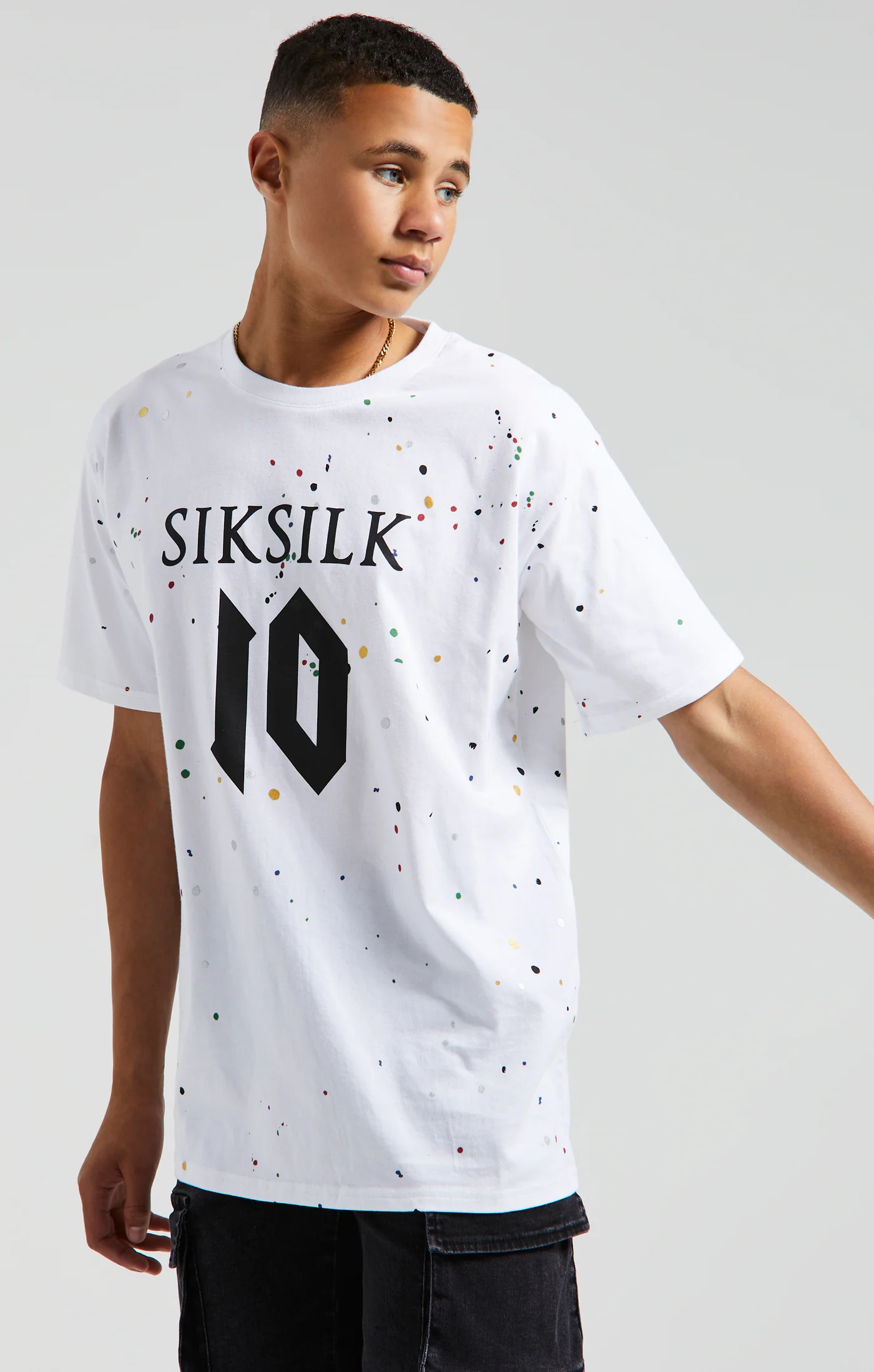 Messi x SikSilk Paint Splat Tee - White - Image 3