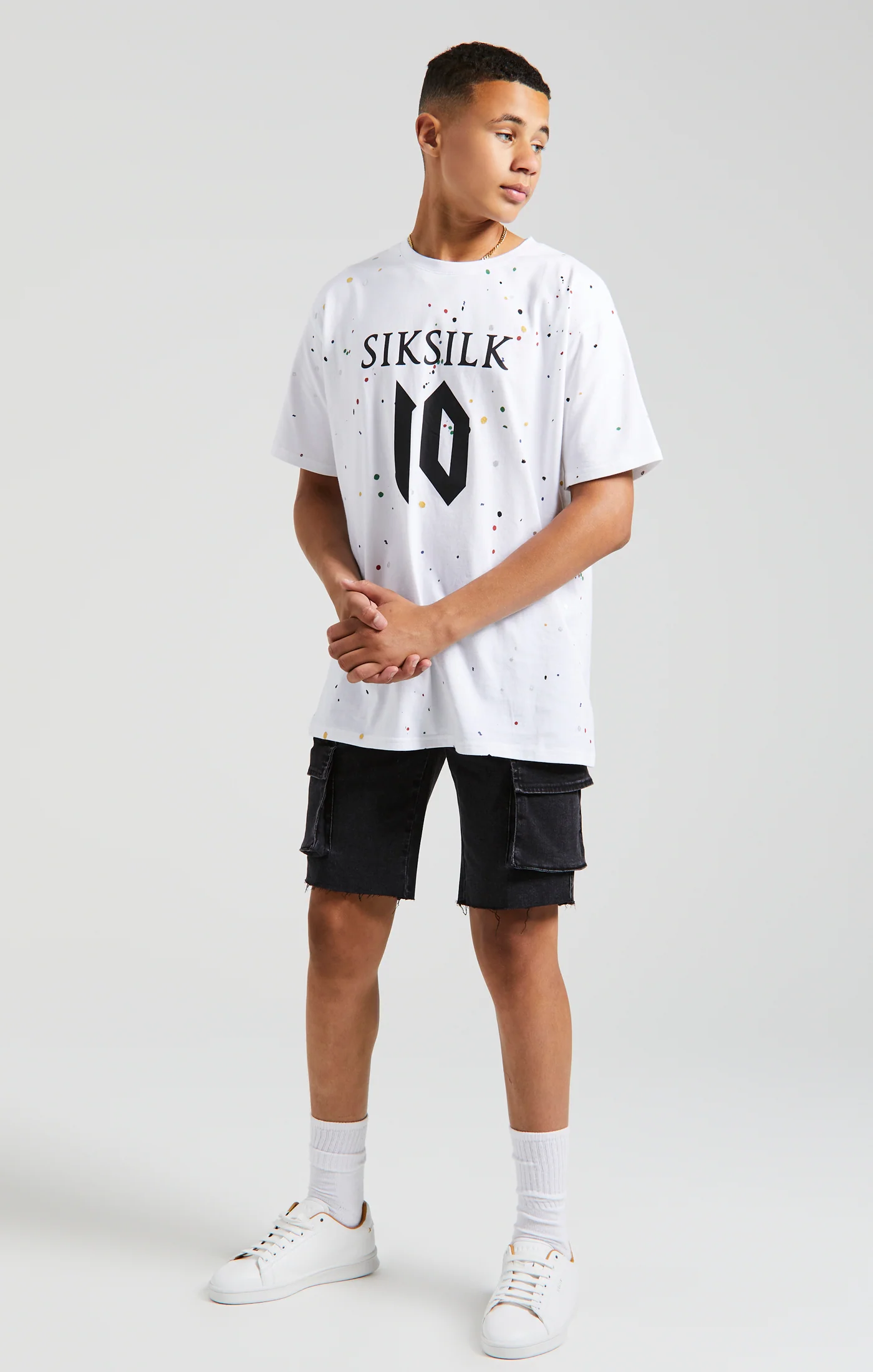 Messi x SikSilk Paint Splat Tee - White - Image 4