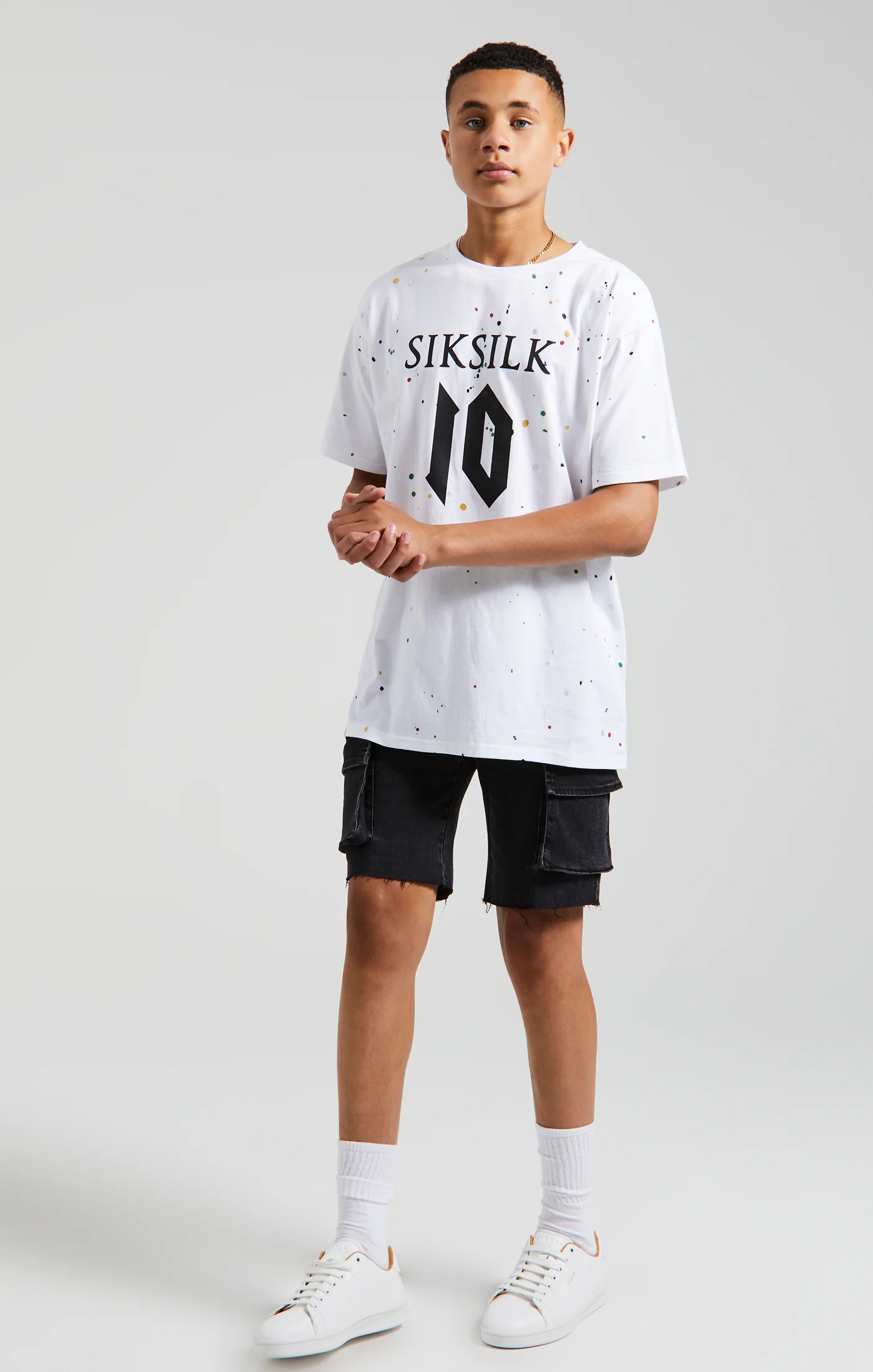 Messi x SikSilk Paint Splat Tee - White - Image 5