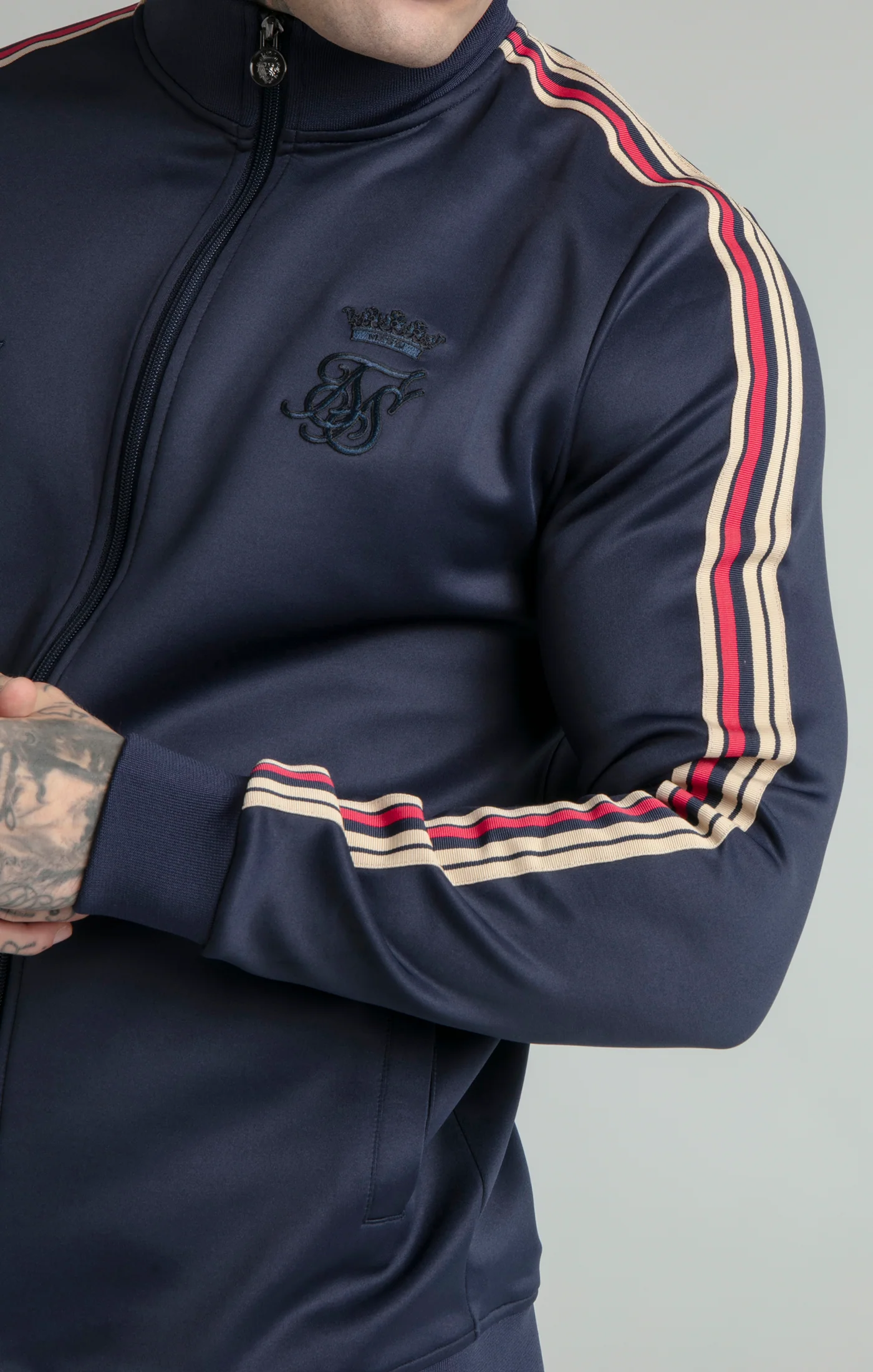 Messi x SikSilk Navy Poly Funnel Zip Top - Image 2