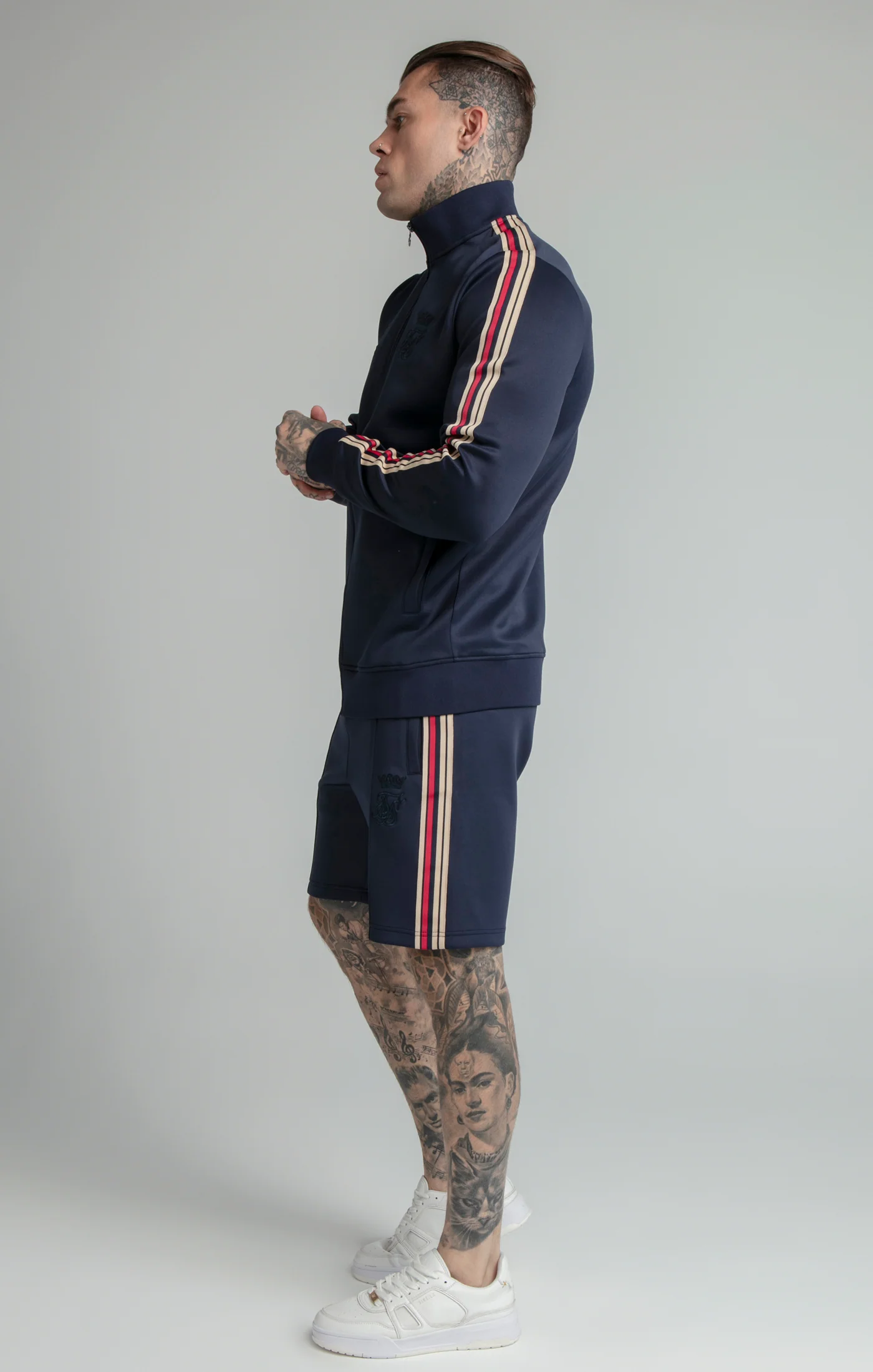 Messi x SikSilk Navy Poly Funnel Zip Top - Image 5