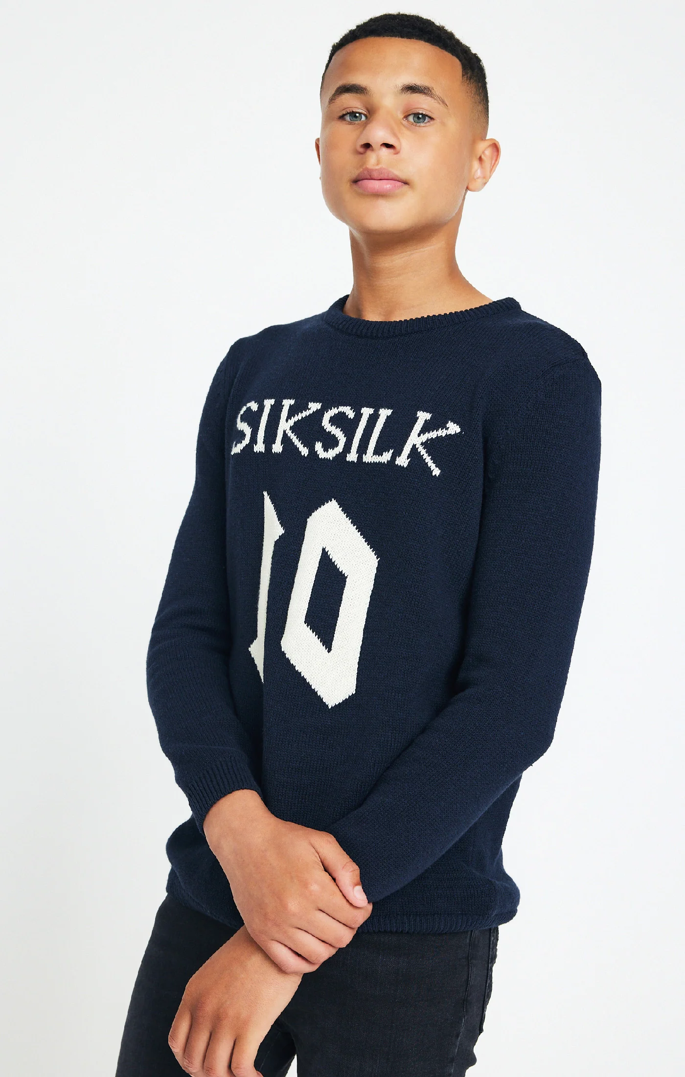 Boys Messi x SikSilk Navy Knitted Jumper