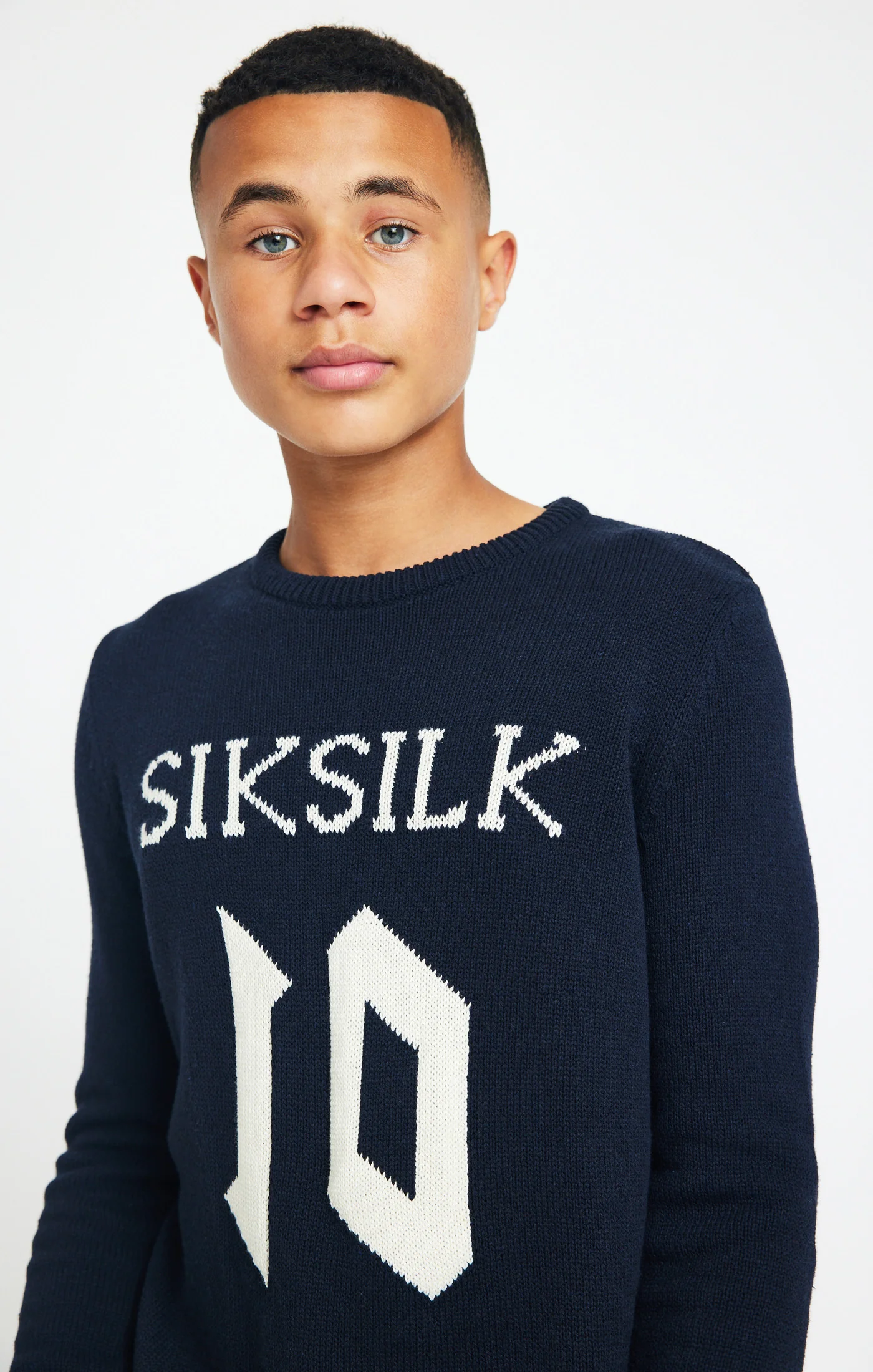Boys Messi x SikSilk Navy Knitted Jumper - Image 3