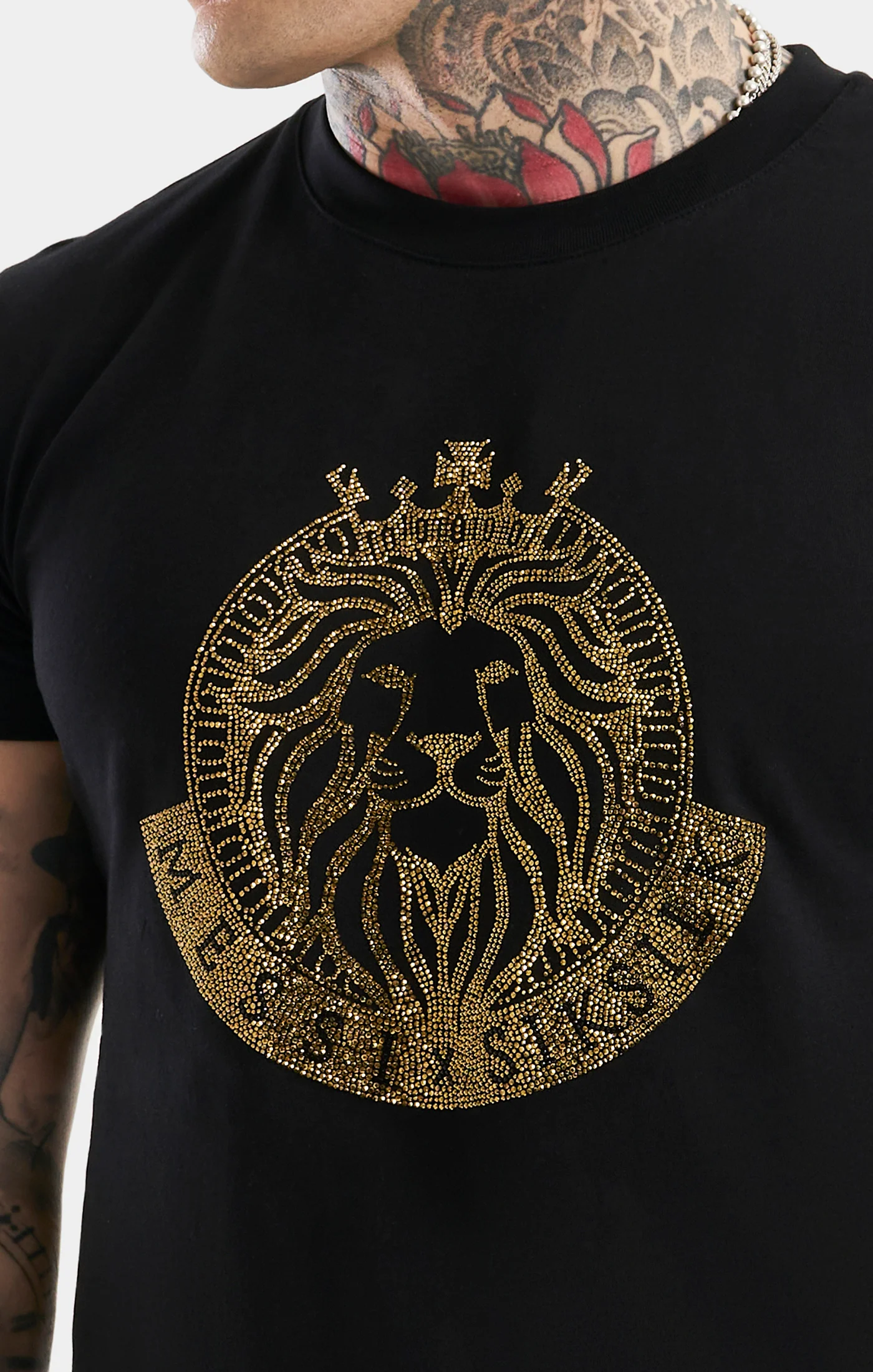 Messi x SikSilk Black Rhinestone Oversized T-Shirt - Image 2