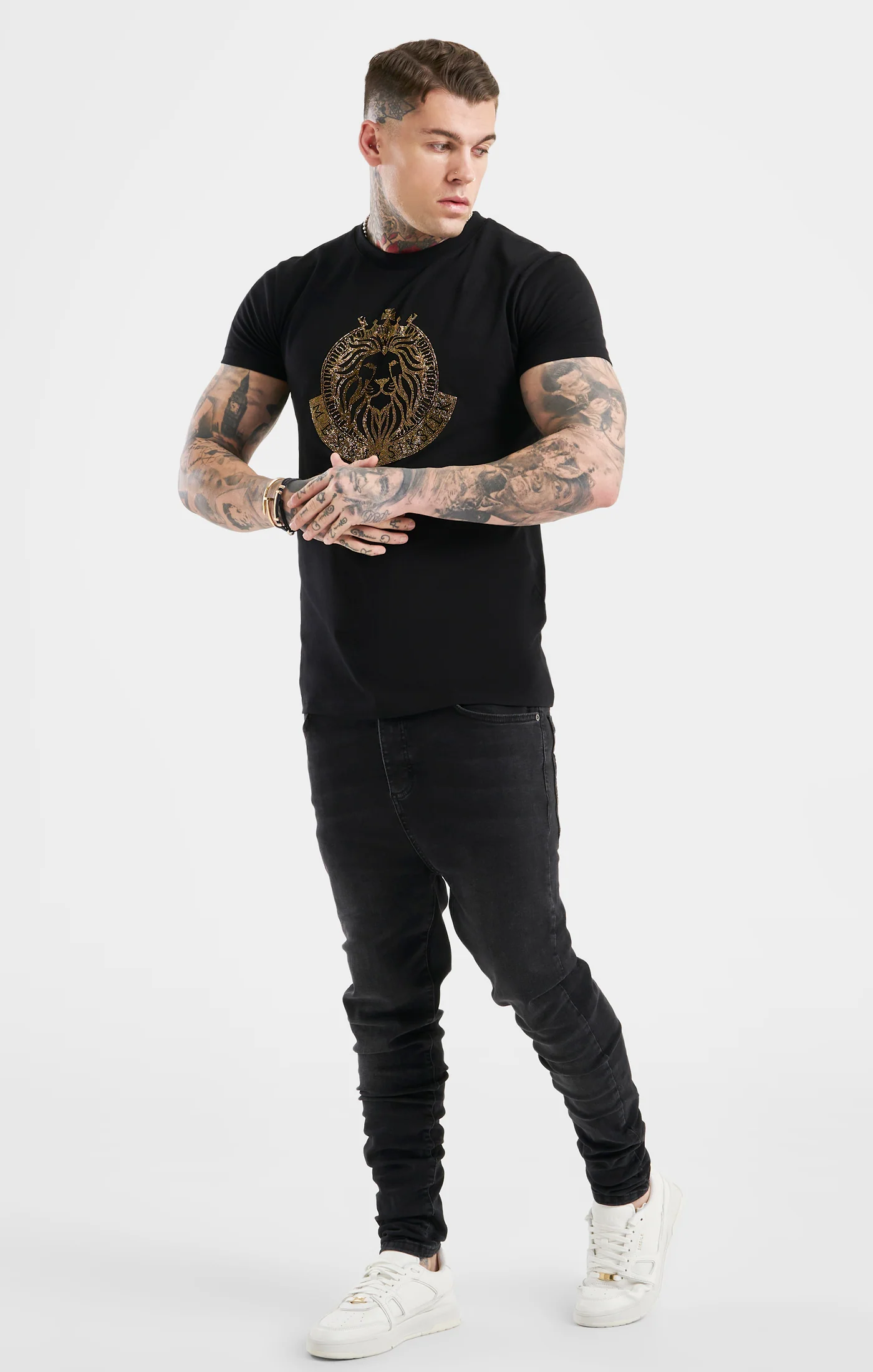 Messi x SikSilk Black Rhinestone Oversized T-Shirt - Image 4