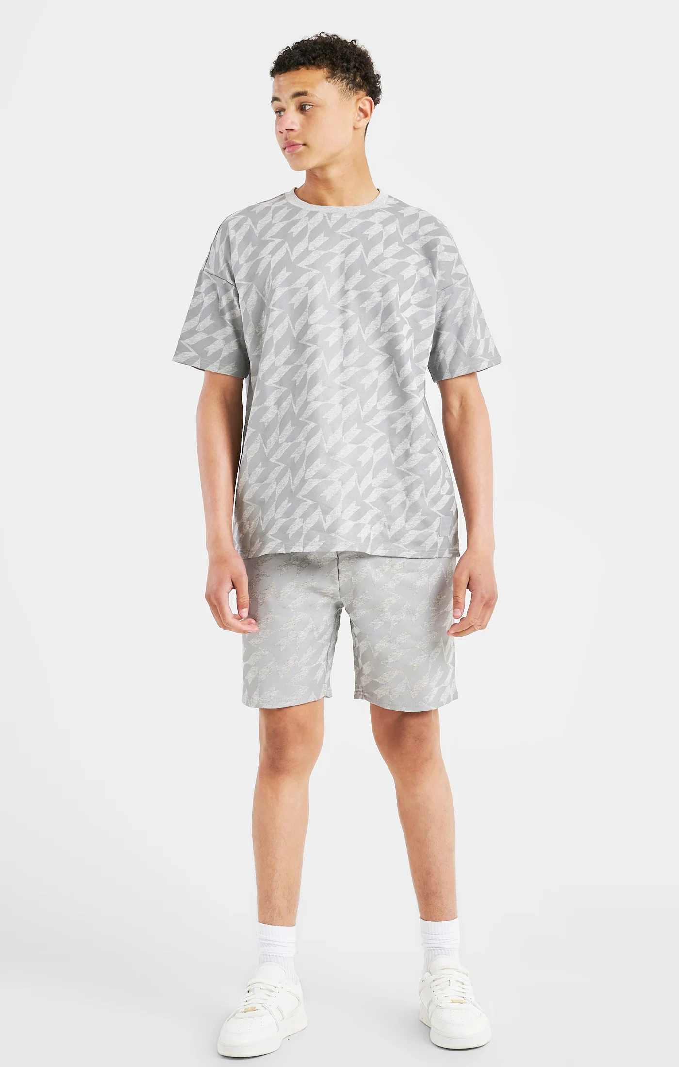 Messi x SikSilk Silver Print Short - Grey Marl - Image 3