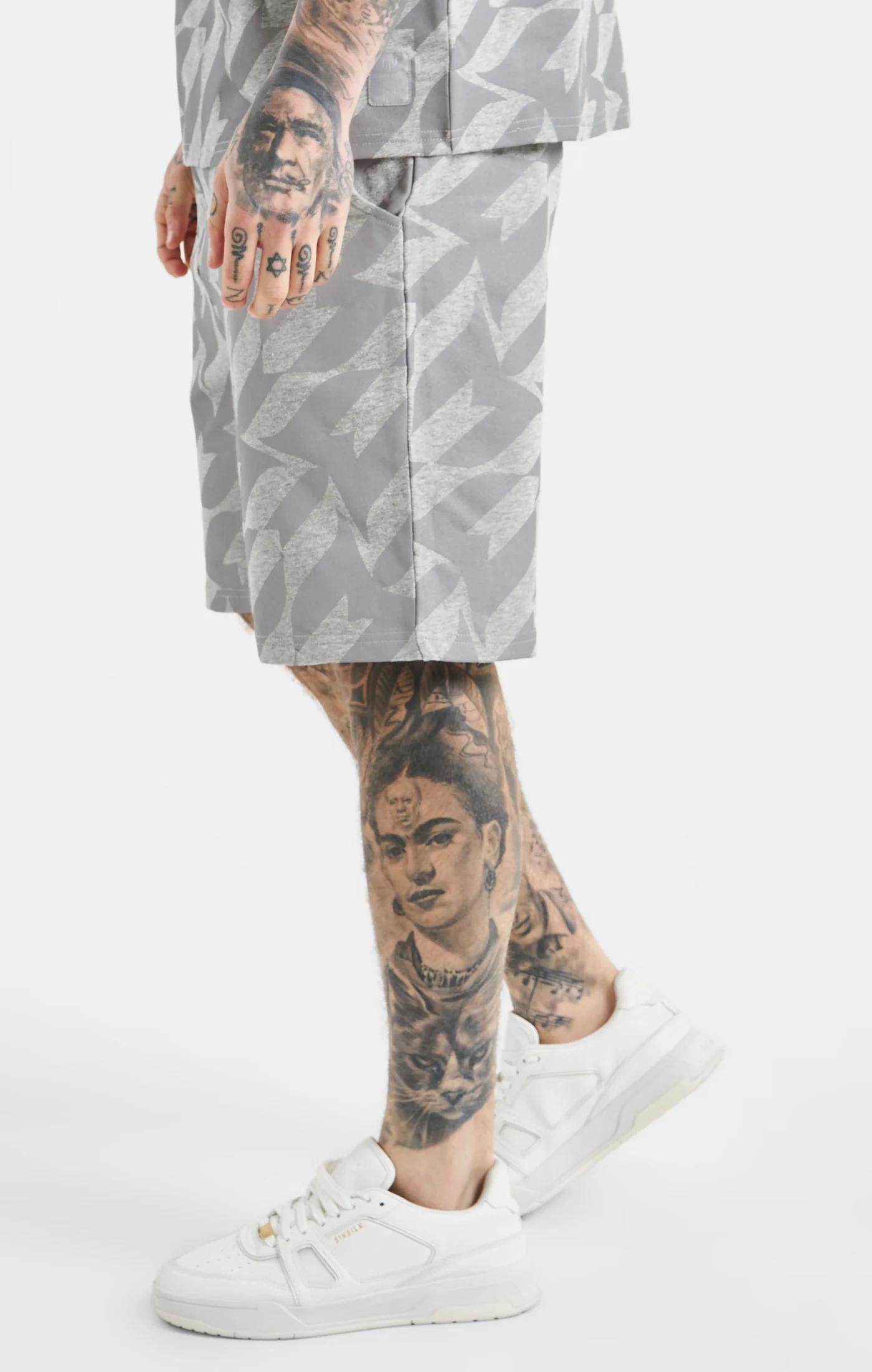 Messi x SikSilk Silver Print Shorts - Grey Marl - Image 2