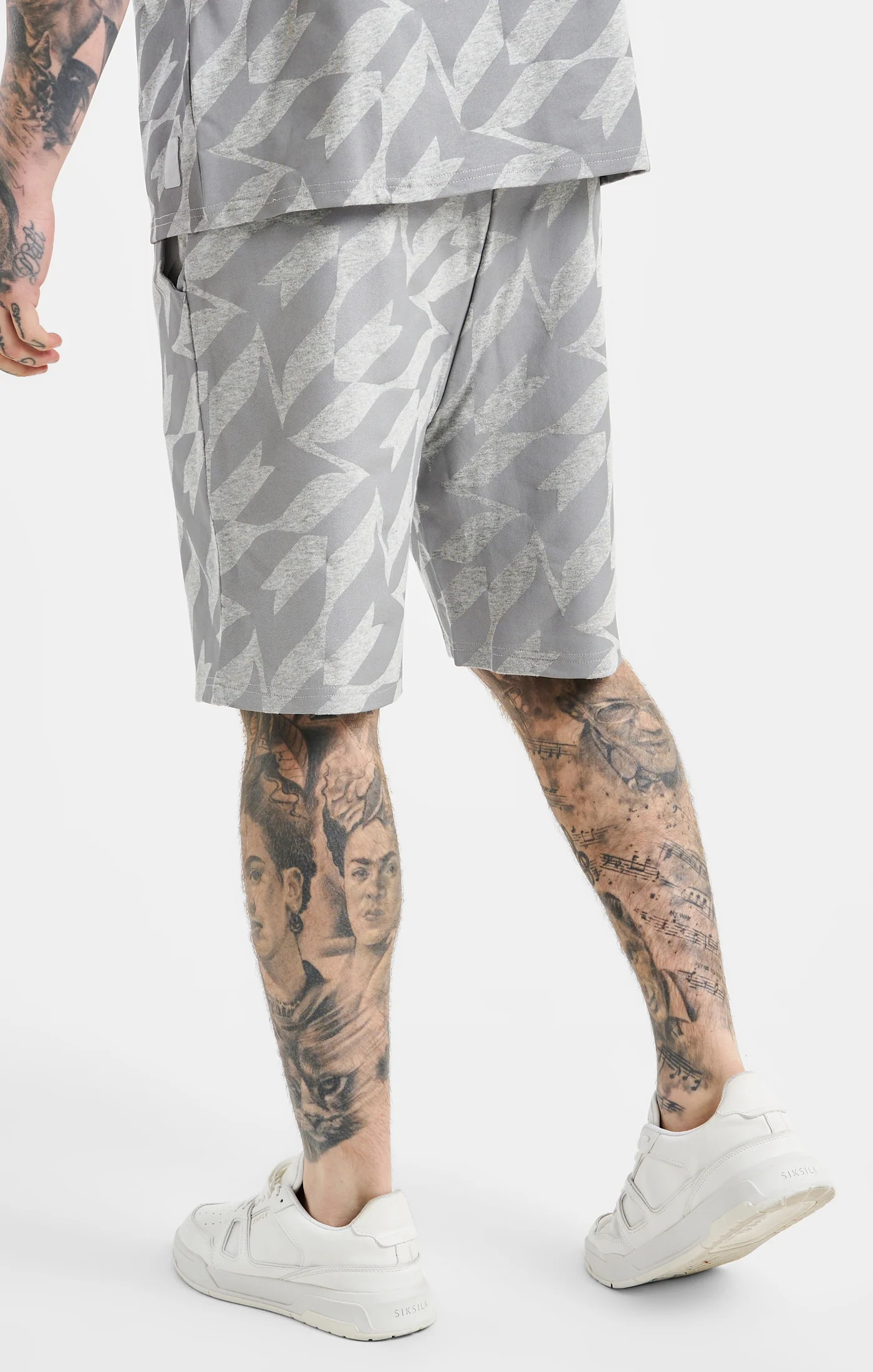 Messi x SikSilk Silver Print Shorts - Grey Marl - Image 4