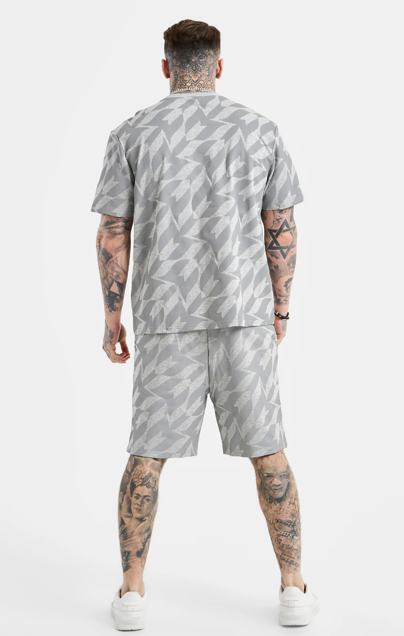 Messi x SikSilk Silver Print Shorts - Grey Marl - Image 5