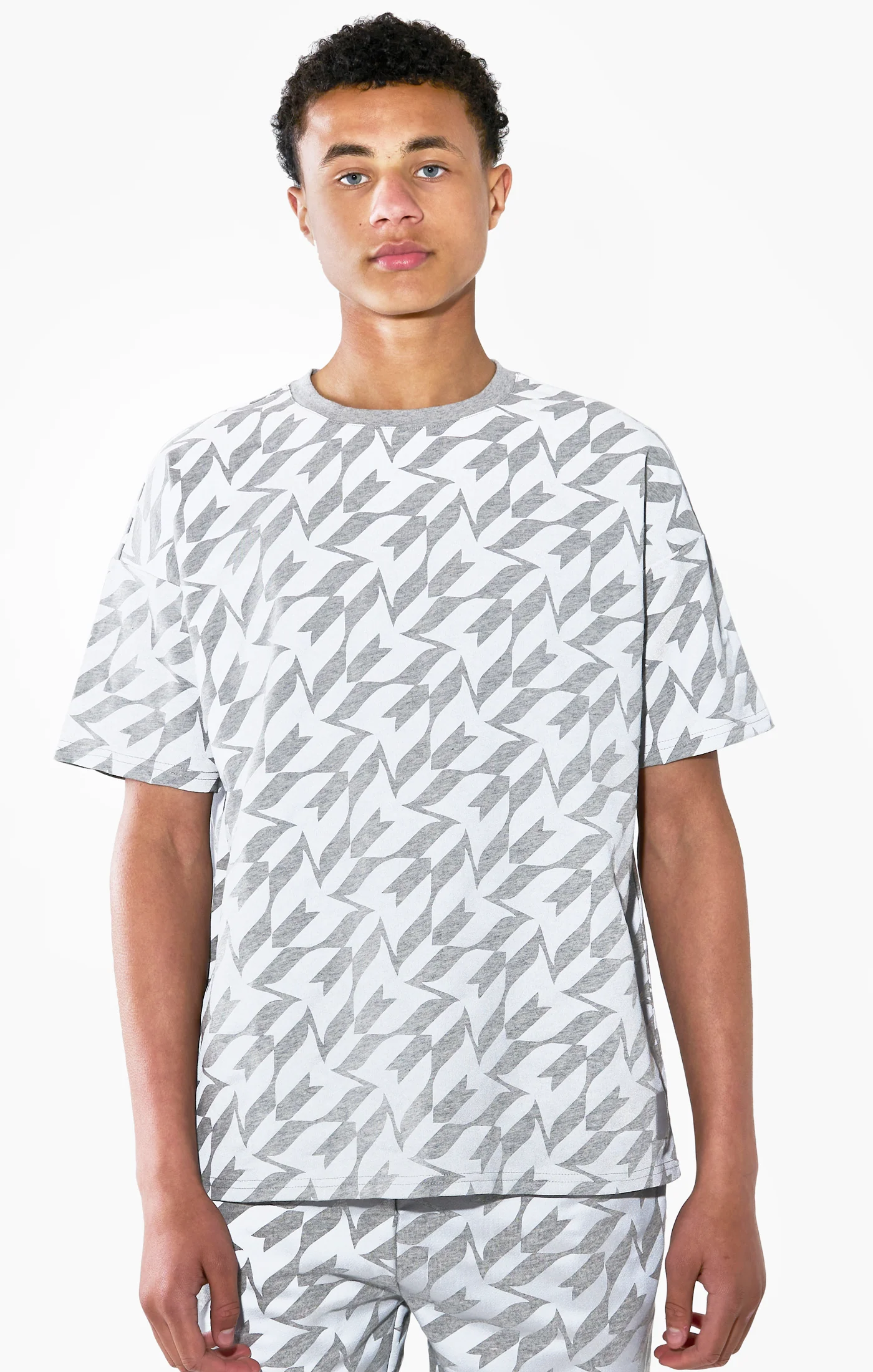 Messi x SikSilk Silver Print Tee - Grey Marl - Image 6
