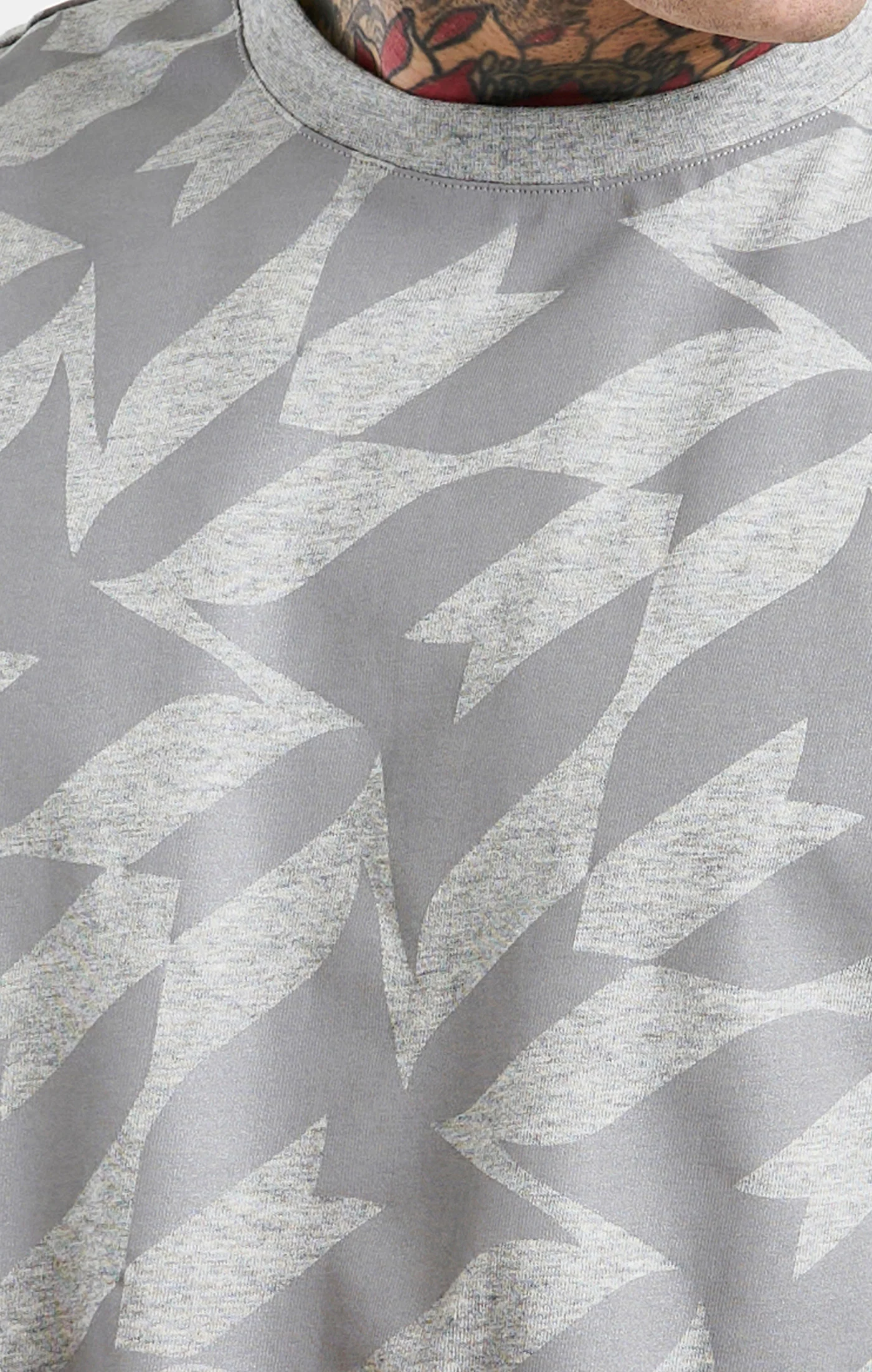 Messi x SikSilk Silver Print Tee - Grey Marl - Image 2