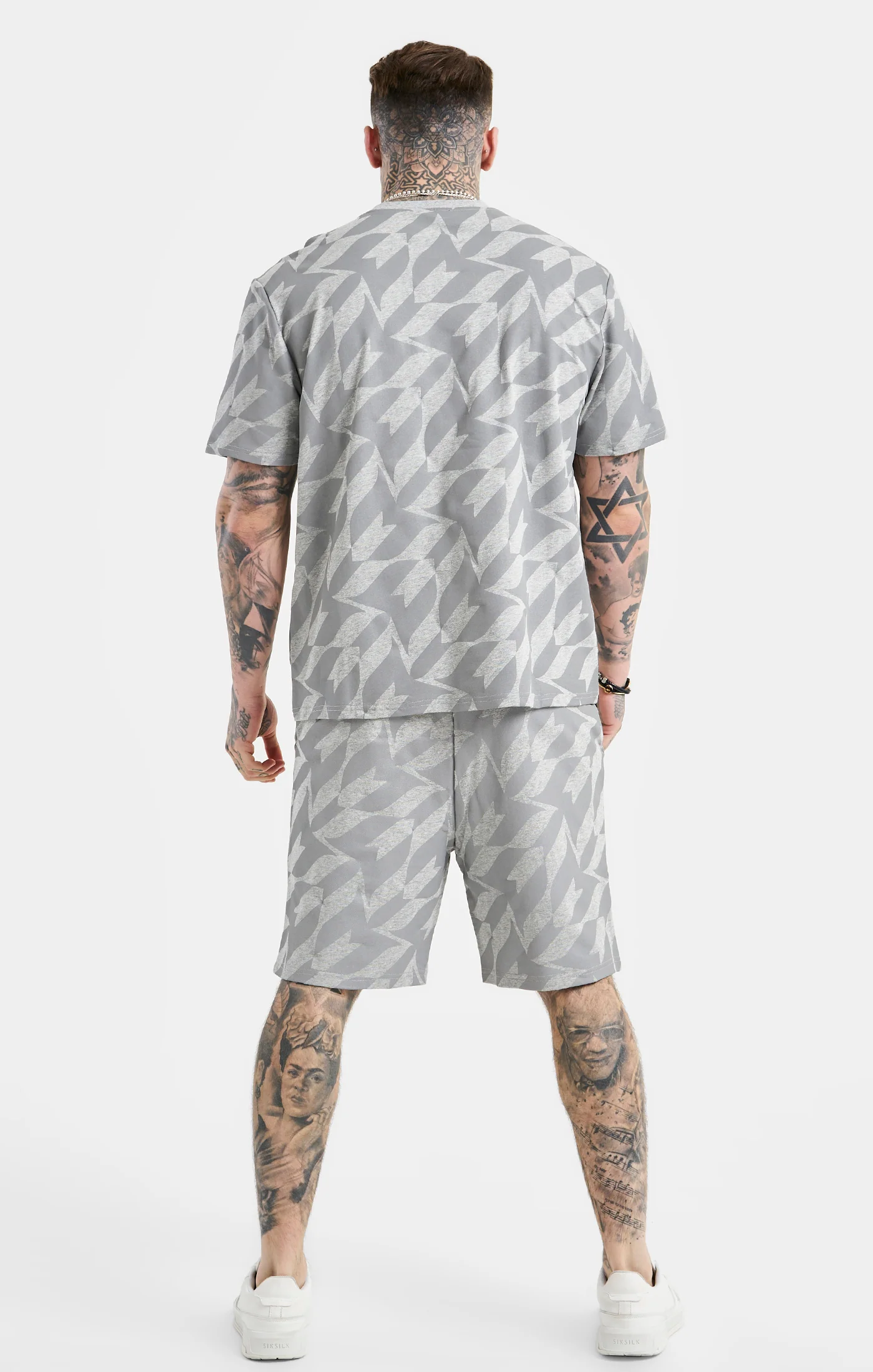 Messi x SikSilk Silver Print Tee - Grey Marl - Image 5
