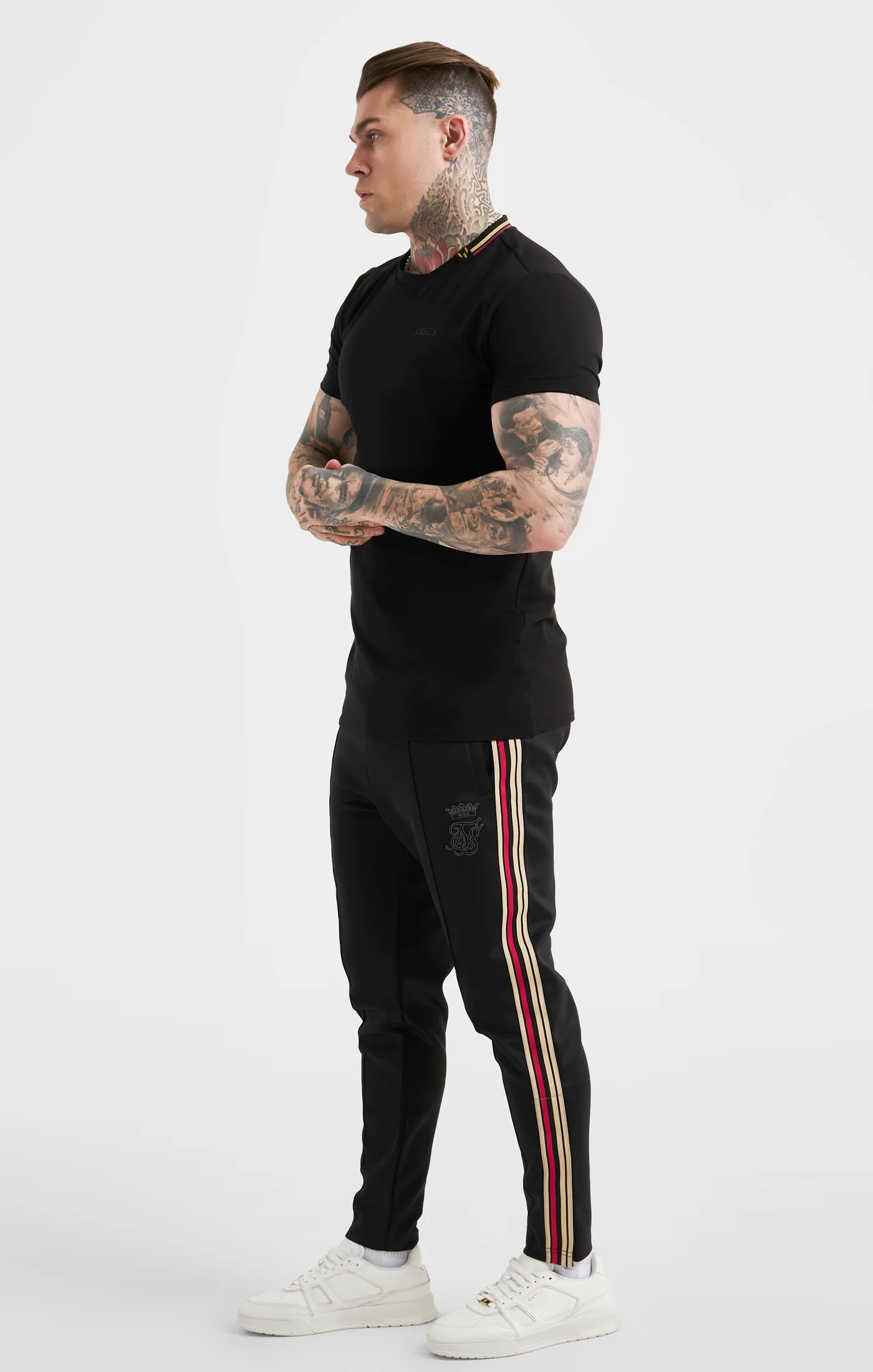 Messi x SikSilk Black Collar Muscle Fit T-Shirt - Image 4