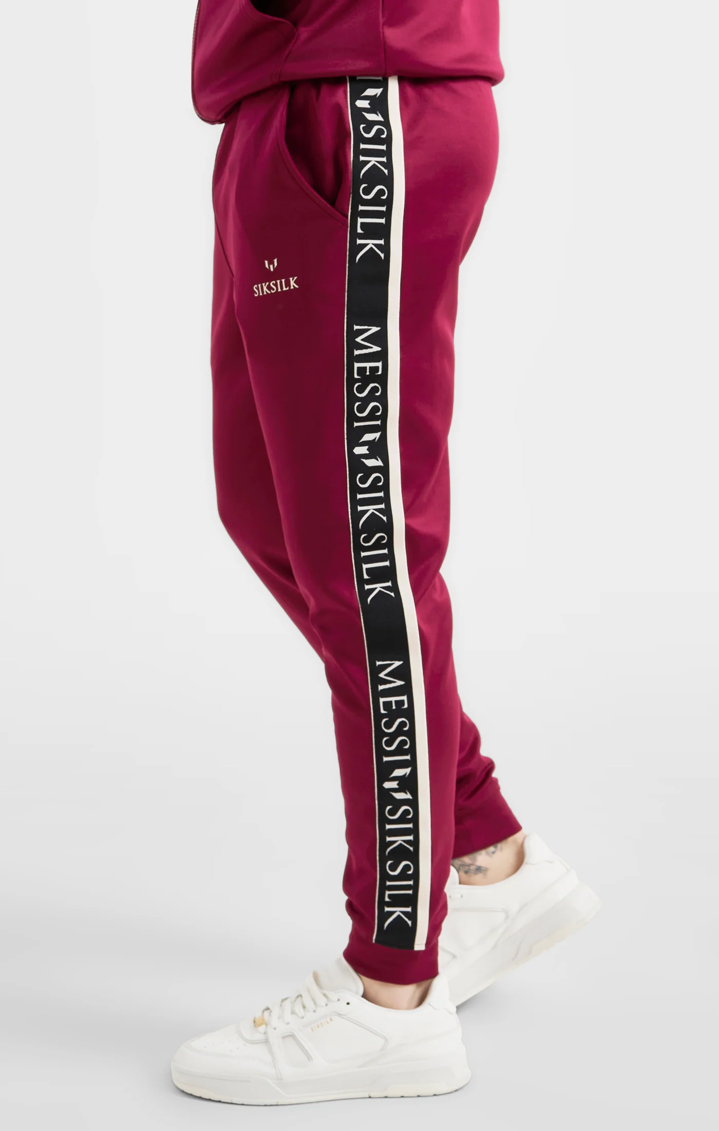 Messi x SikSilk Taped Pant - Burgundy - Image 2